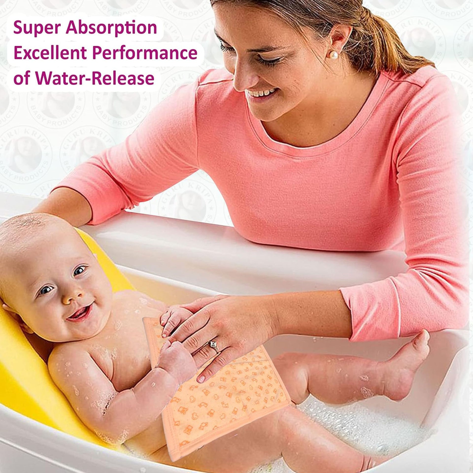 Baby Ultra-Soft Cotton Washcloths – Rainbow Print | Pack of 6 | Newborn & Infant Face Towels