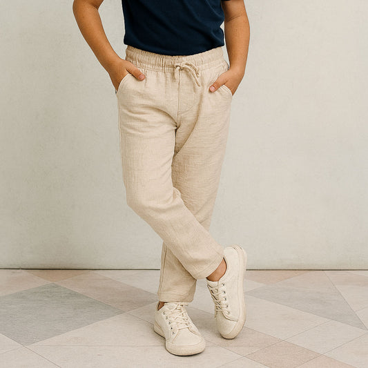 "BLAZO Boys’ Off-White/Natural Cotton Pants – Soft & Stylish Bottomwear for Kids (12 Month – 12 Years)