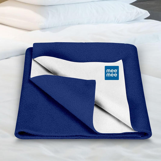 Mee Mee Reusable Water Proof Cotton Bed Protector Sheet/Extra Absorbent Mat/Dry Sheets/Urine Sheet/Dry Mat (50cmX700cm/70cmX100cm/140cmX100cm) (S/M/L) NAVY BLUE COLOR