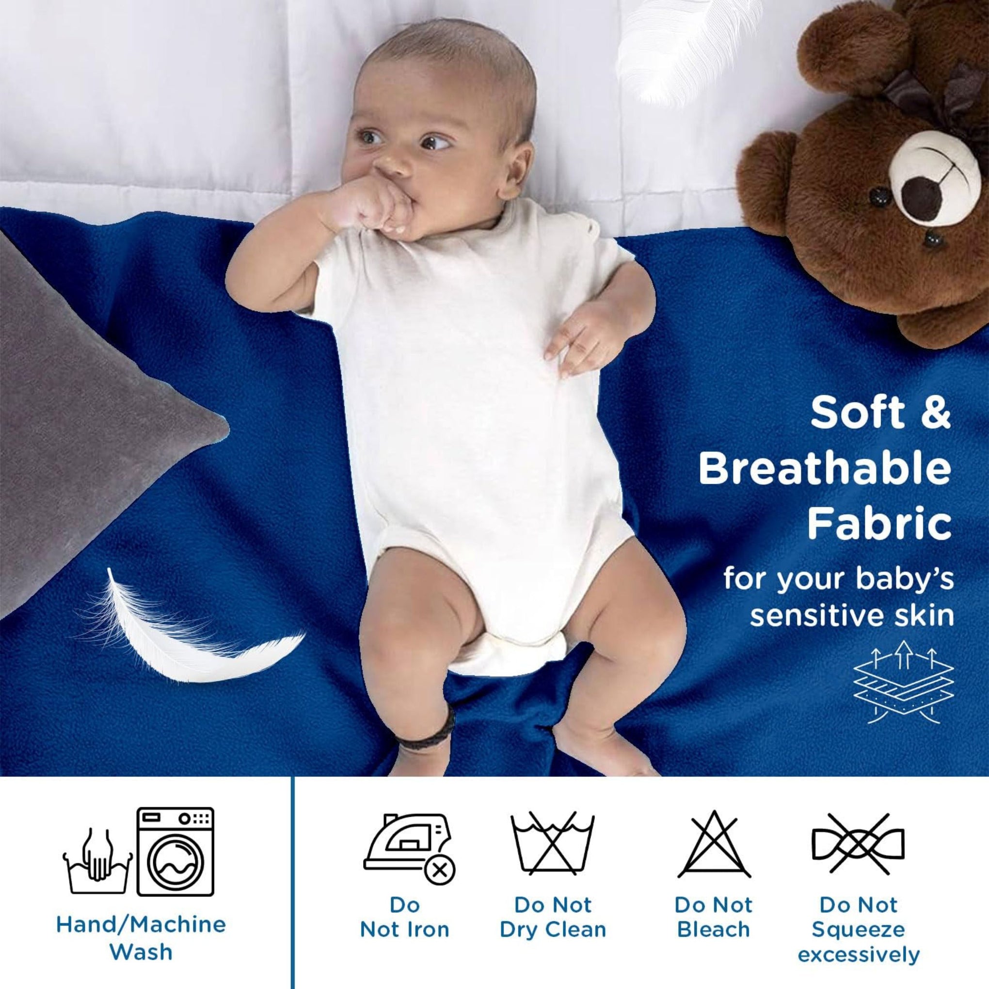 Mee Mee Reusable Water Proof Cotton Bed Protector Sheet/Extra Absorbent Mat/Dry Sheets/Urine Sheet/Dry Mat (50cmX700cm/70cmX100cm/140cmX100cm) (S/M/L) NAVY BLUE COLOR