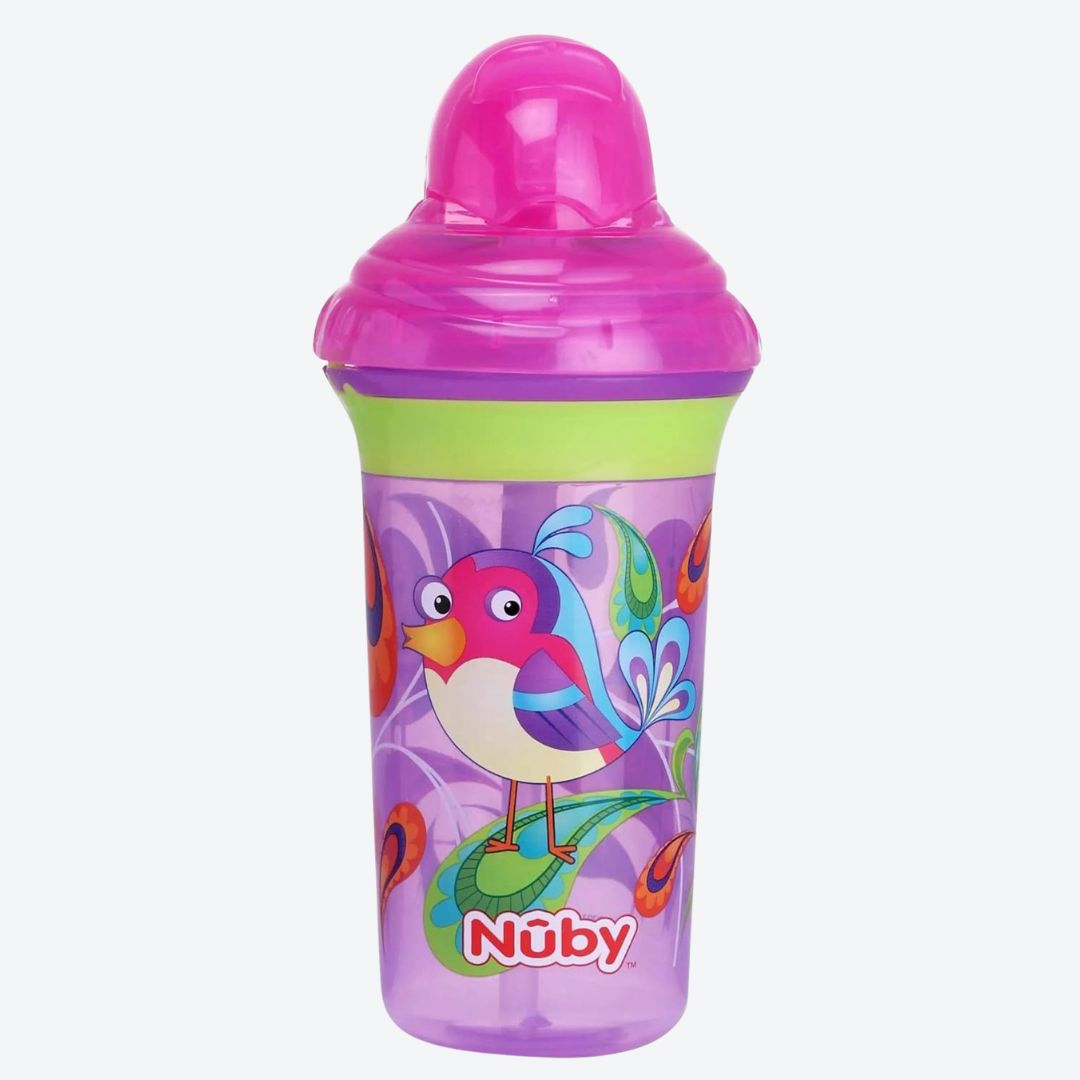 Nuby Click-It Printed Series Straw Active Sipeez Flip-It 270ml (Purple)