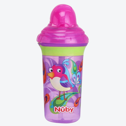 Nuby Click-It Printed Series Straw Active Sipeez Flip-It 270ml (Purple)