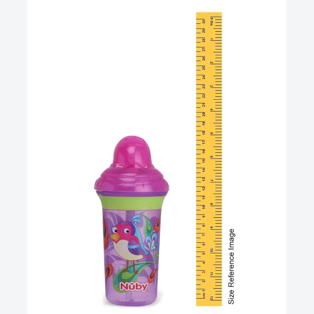 Nuby Click-It Printed Series Straw Active Sipeez Flip-It 270ml (Purple)