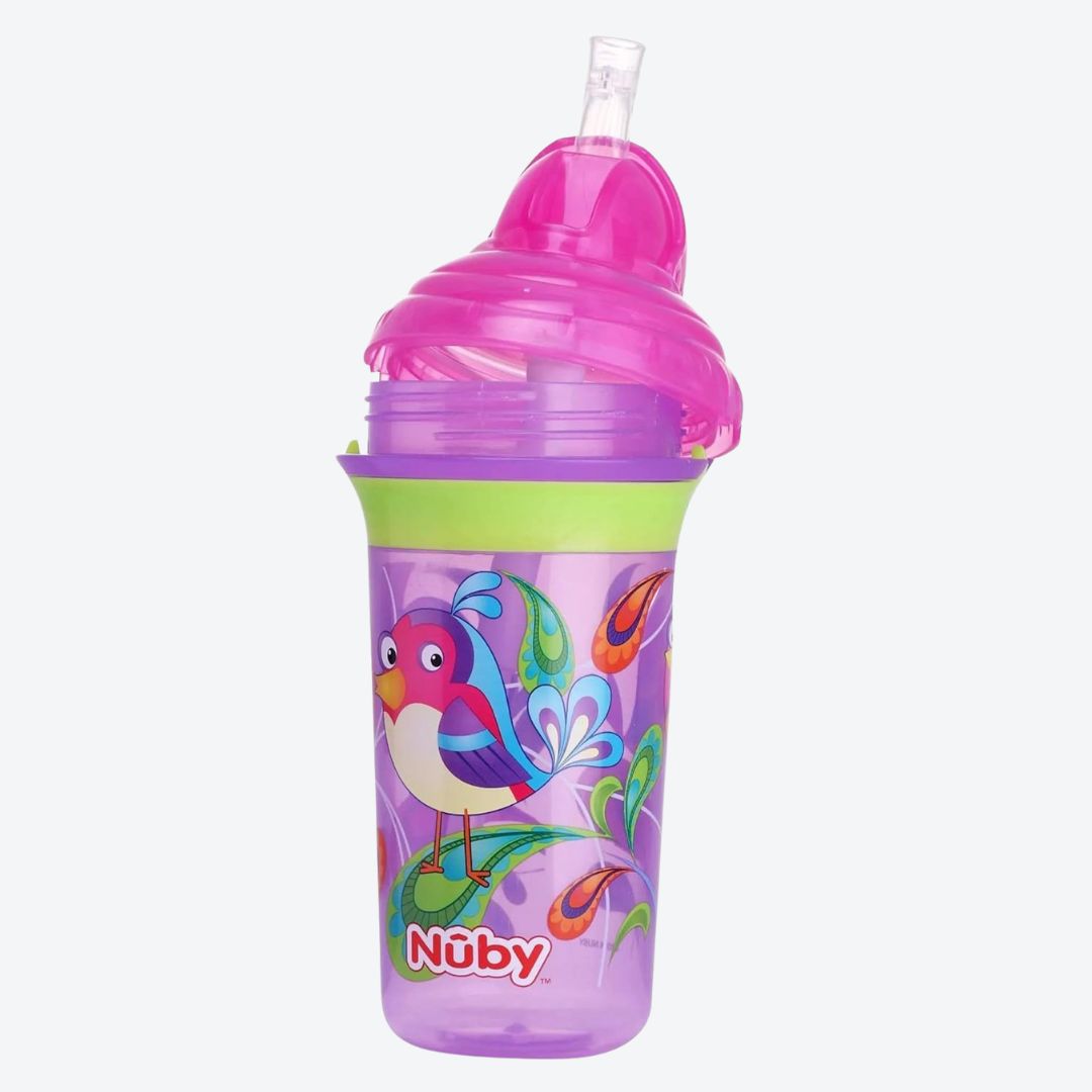 Nuby Click-It Printed Series Straw Active Sipeez Flip-It 270ml (Purple)