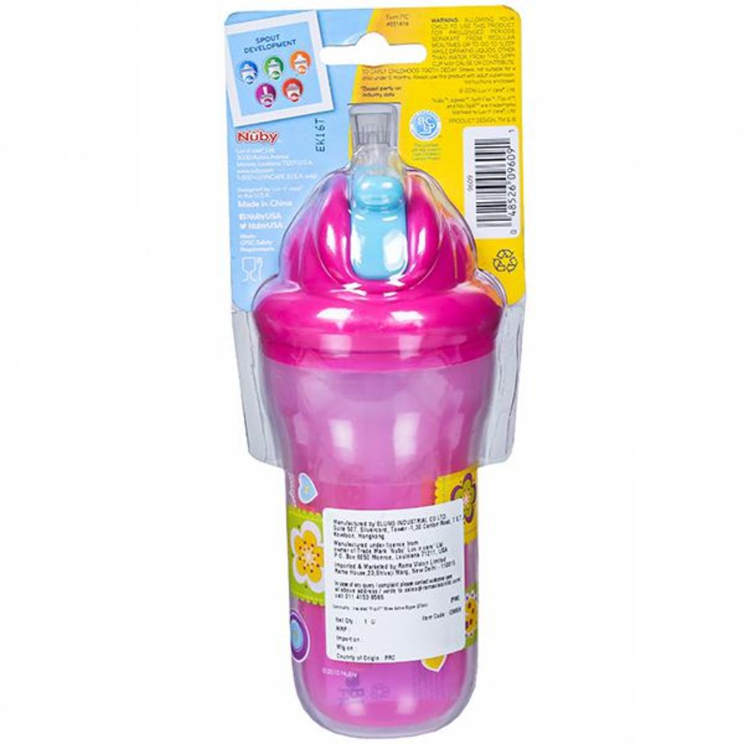 Nuby Insulated Flip-It Straw Active Sipeez 270ml (Pink)