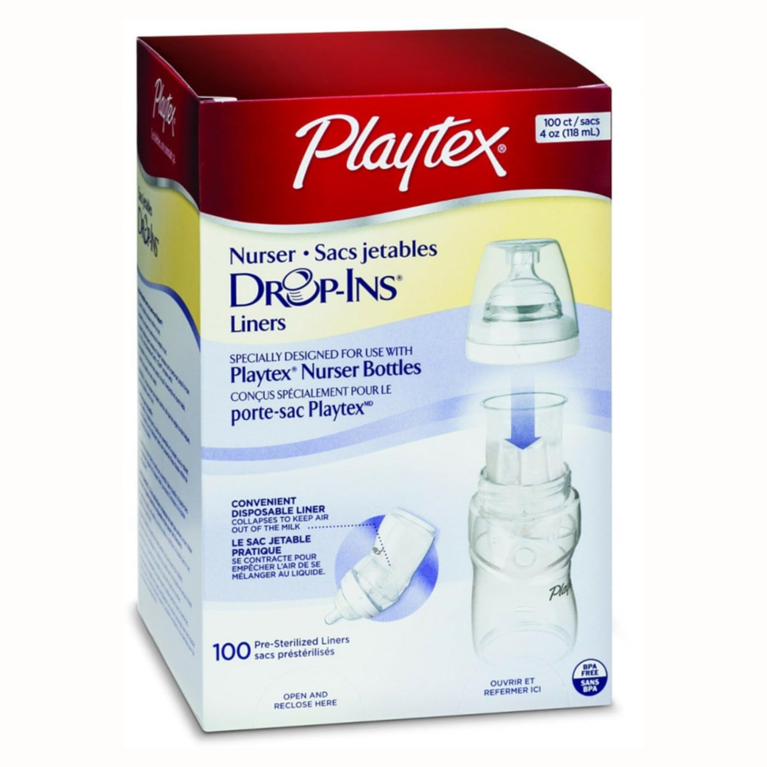 PLAYTEX Nursar Drop-ins Liners 100pec  , Pre-sterilized liners for a clean bottle every time