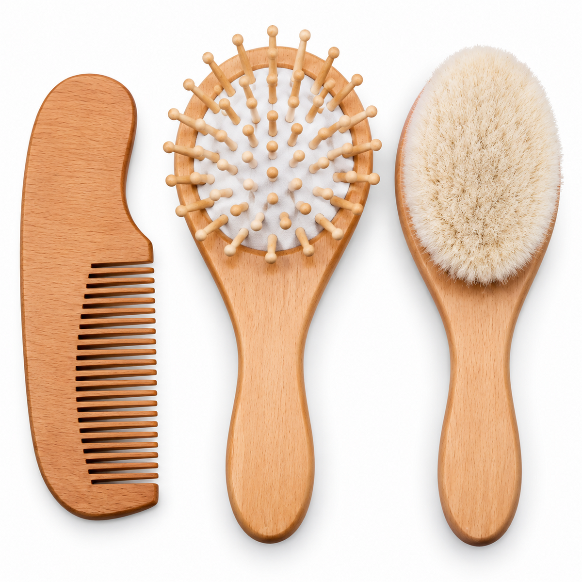 Only Baby Wooden Brush Set wooden comb brush and soft bristle brush