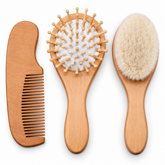 Only Baby Wooden Brush Set wooden comb brush and soft bristle brush