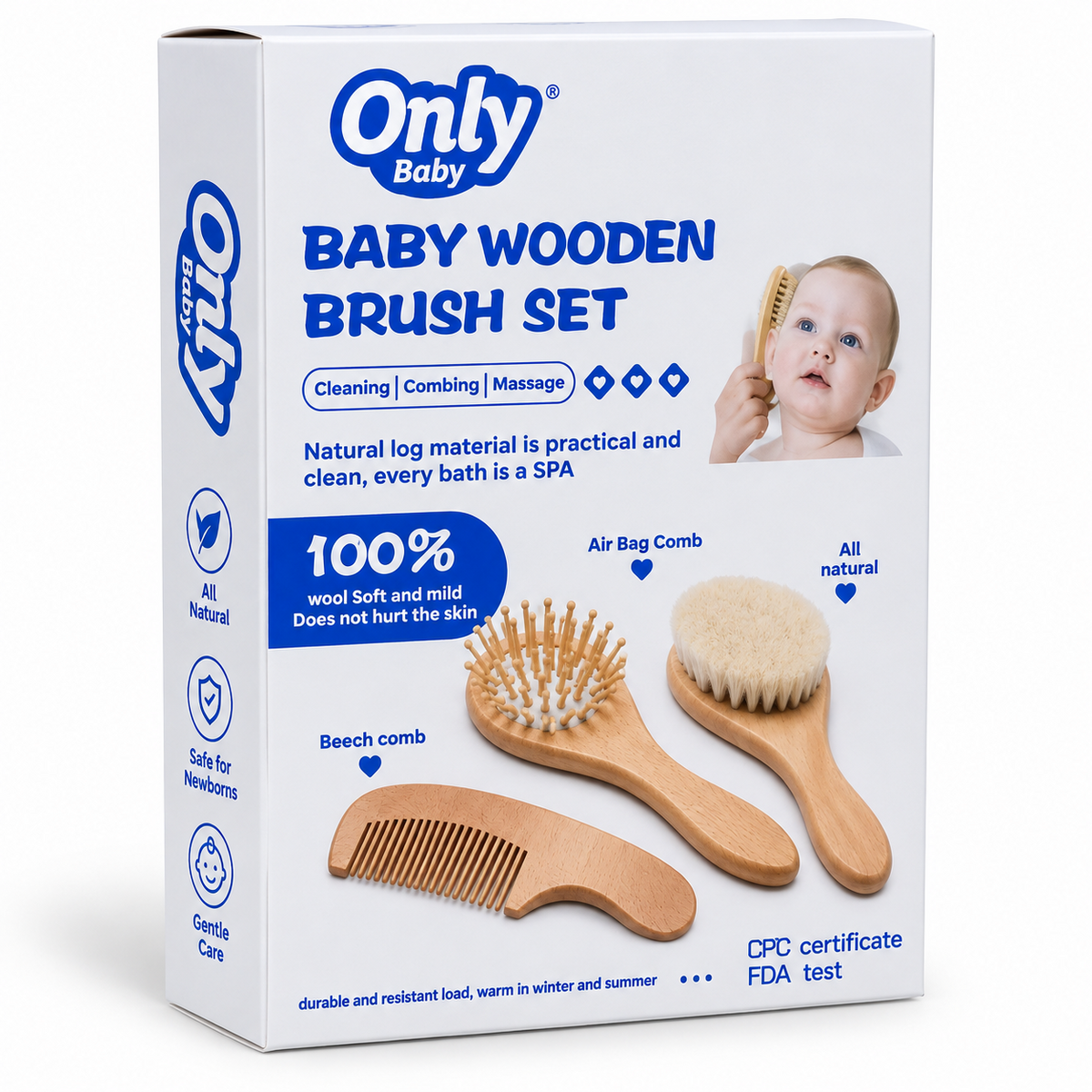 Only Baby Wooden Brush Set packaging