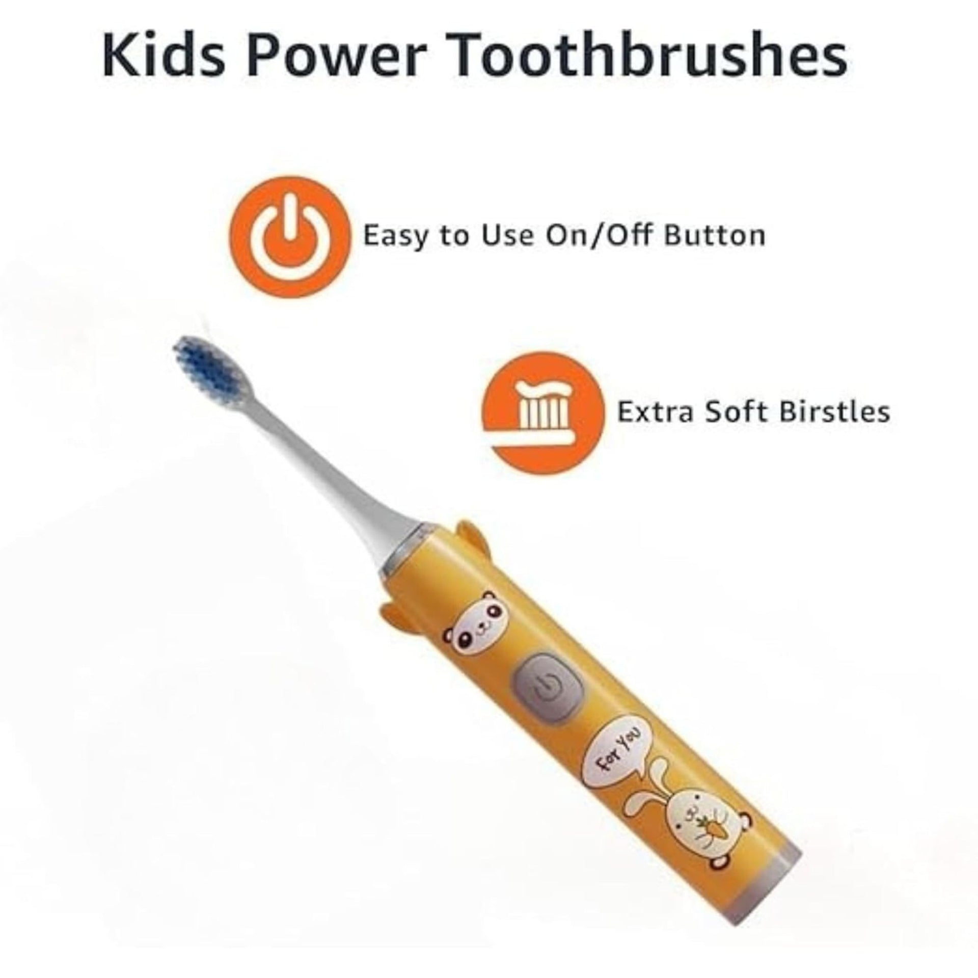 Smile Baby Children's Electric Toothbrush with Cartoon Characters, Soft Bristles Battery Operated Kids Cartoonic Vibrating/Oscillating Toothbrush for cleaning the teeth Orange Color
