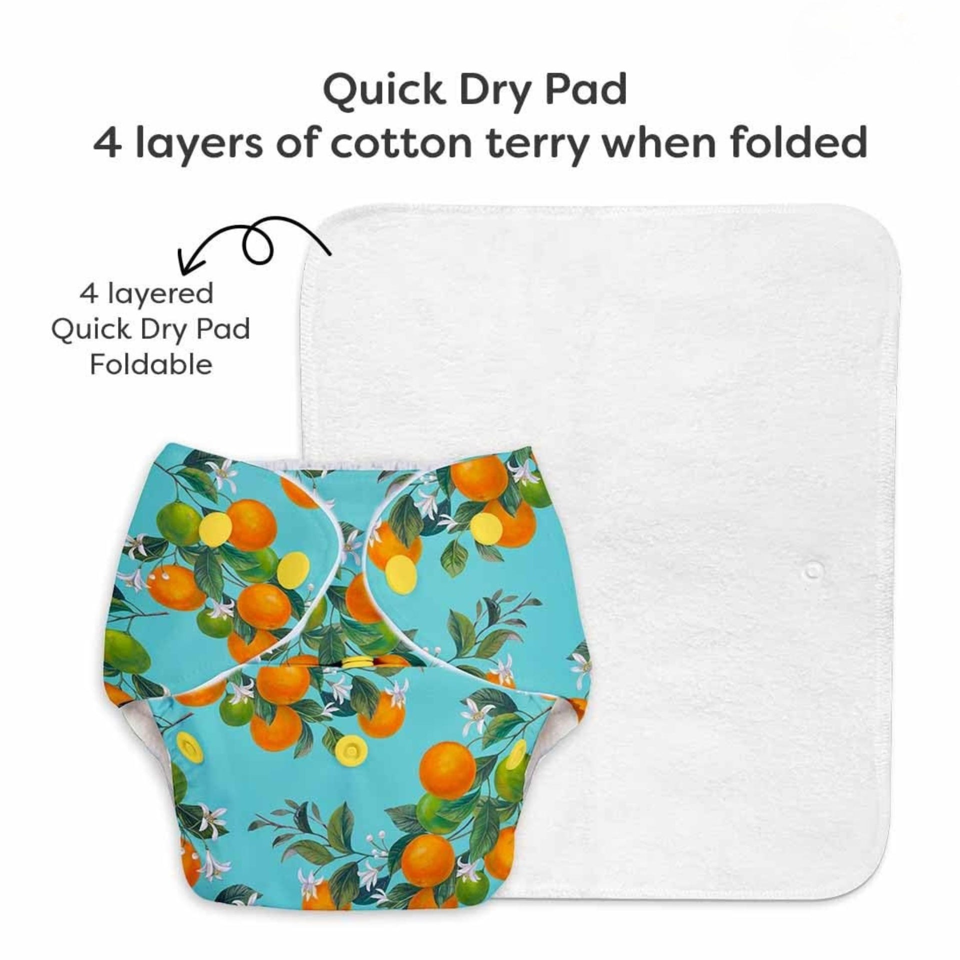SuperBottoms BASIC Reusable Cloth Diaper with Quick Dry UltraThin pads | 100 % cloth , Freesize, washable Diapers for baby | Adjustable Snap Button Baby Diaper | Soft, Leak-Proof & Eco-Friendly | Orange Print