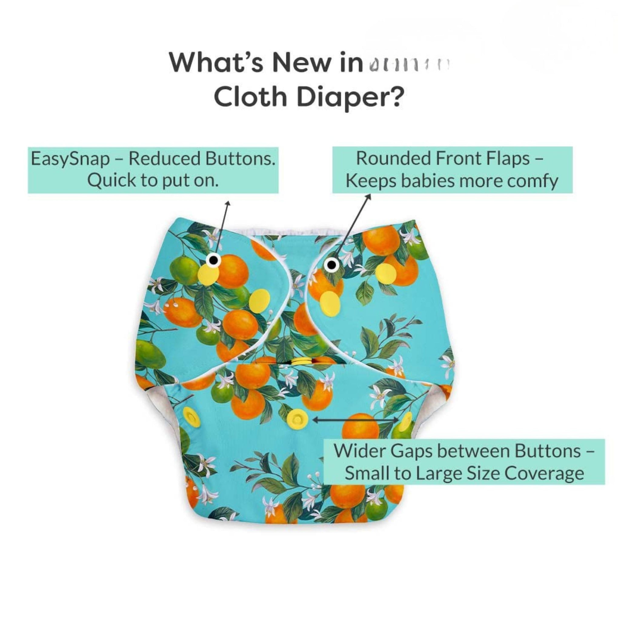 SuperBottoms BASIC Reusable Cloth Diaper with Quick Dry UltraThin pads | 100 % cloth , Freesize, washable Diapers for baby | Adjustable Snap Button Baby Diaper | Soft, Leak-Proof & Eco-Friendly | Orange Print