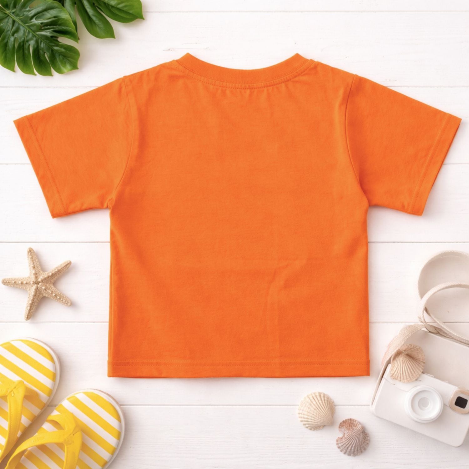 Smile Baby Kids “CAUTION Smiley” Graphic T-Shirt – Cream & Orange | 18 Months to 6 Years