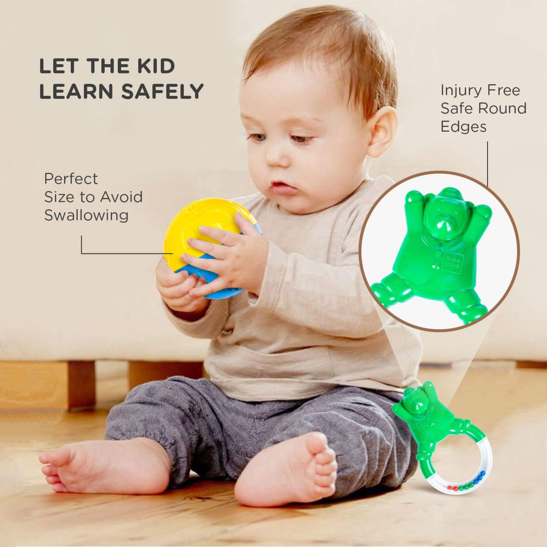 Mee Mee BPA Free Baby Rattles Set, Rattle Gift Set, Made of Food Grade Plastic, Grab Rattles and Soothing Teethers for Babies & Infants, Early Age Toys for Kids, Girls & Boys (Pack of 5, Multicolor, color as per availebility )
