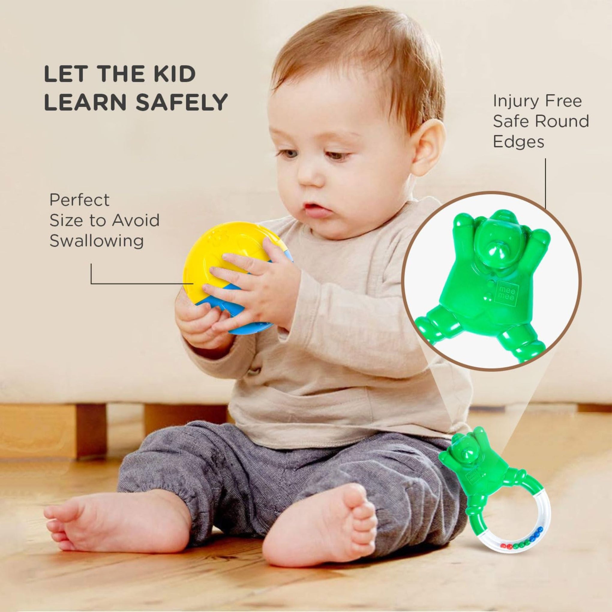 Mee Mee BPA Free Baby Rattles Set, Rattle Gift Set, Made of Food Grade Plastic, Grab Rattles and Soothing Teethers for Babies & Infants, Early Age Toys for Kids, Girls & Boys (Pack of 5, Multicolor, color as per availebility )