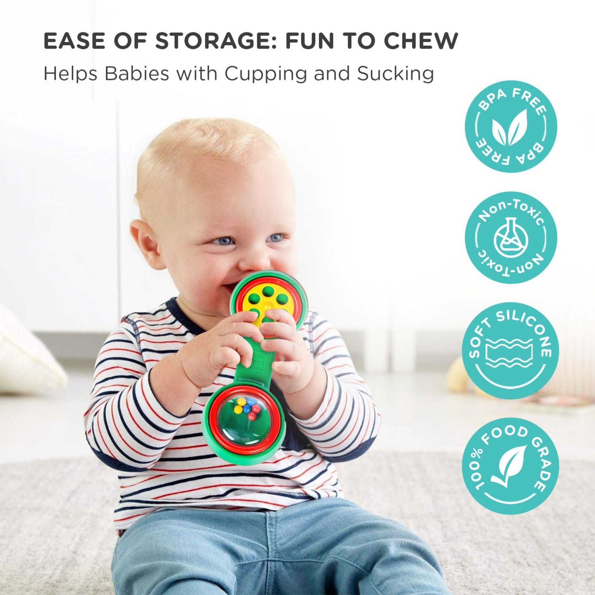 Mee Mee BPA Free Baby Rattles Set, Rattle Gift Set, Made of Food Grade Plastic, Grab Rattles and Soothing Teethers for Babies & Infants, Early Age Toys for Kids, Girls & Boys (Pack of 5, Multicolor, color as per availebility )