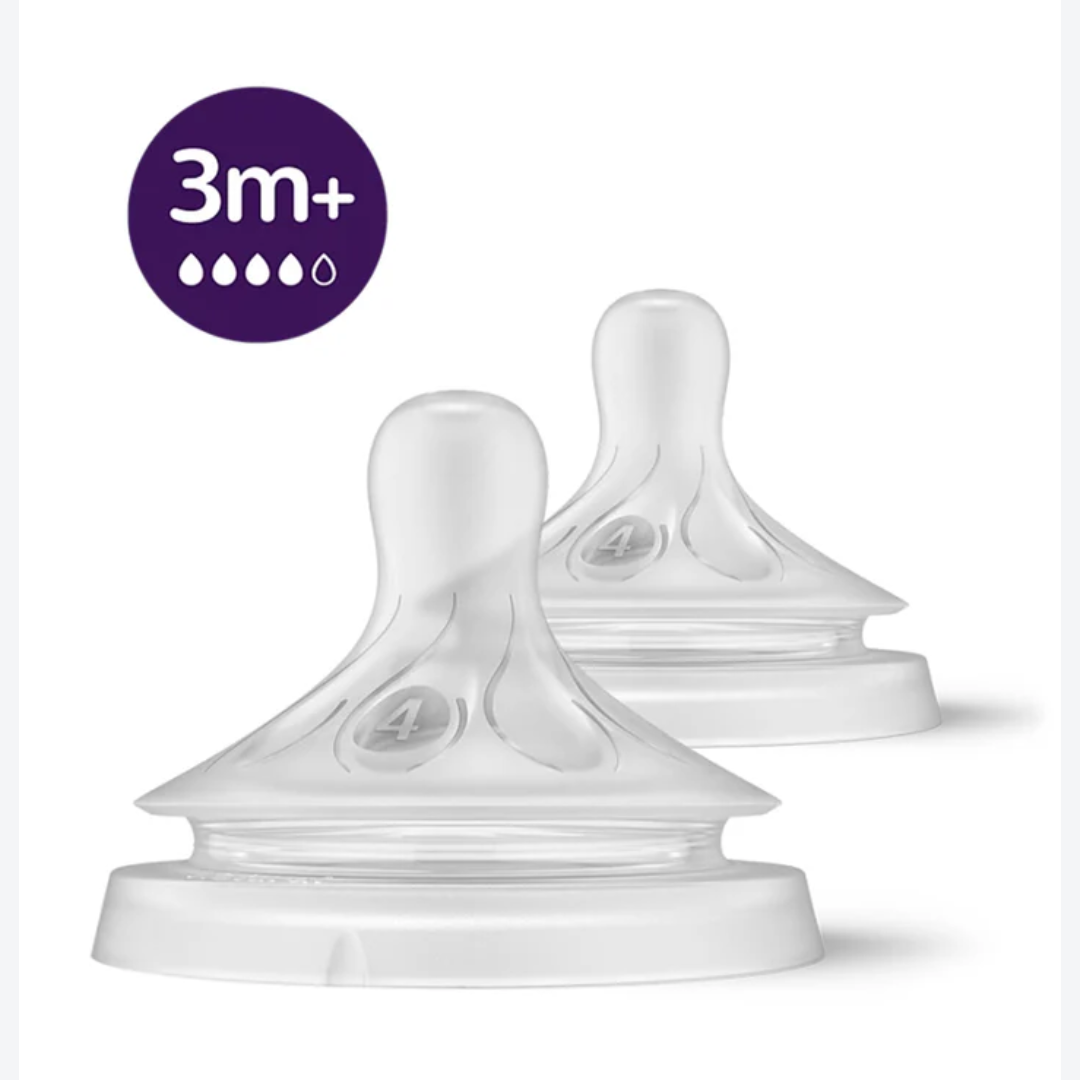 Philips Natural Response Feeding Bottle Nipple-Flow 4 (3M+)-Pack of 2-Feeding Bottle Teat
