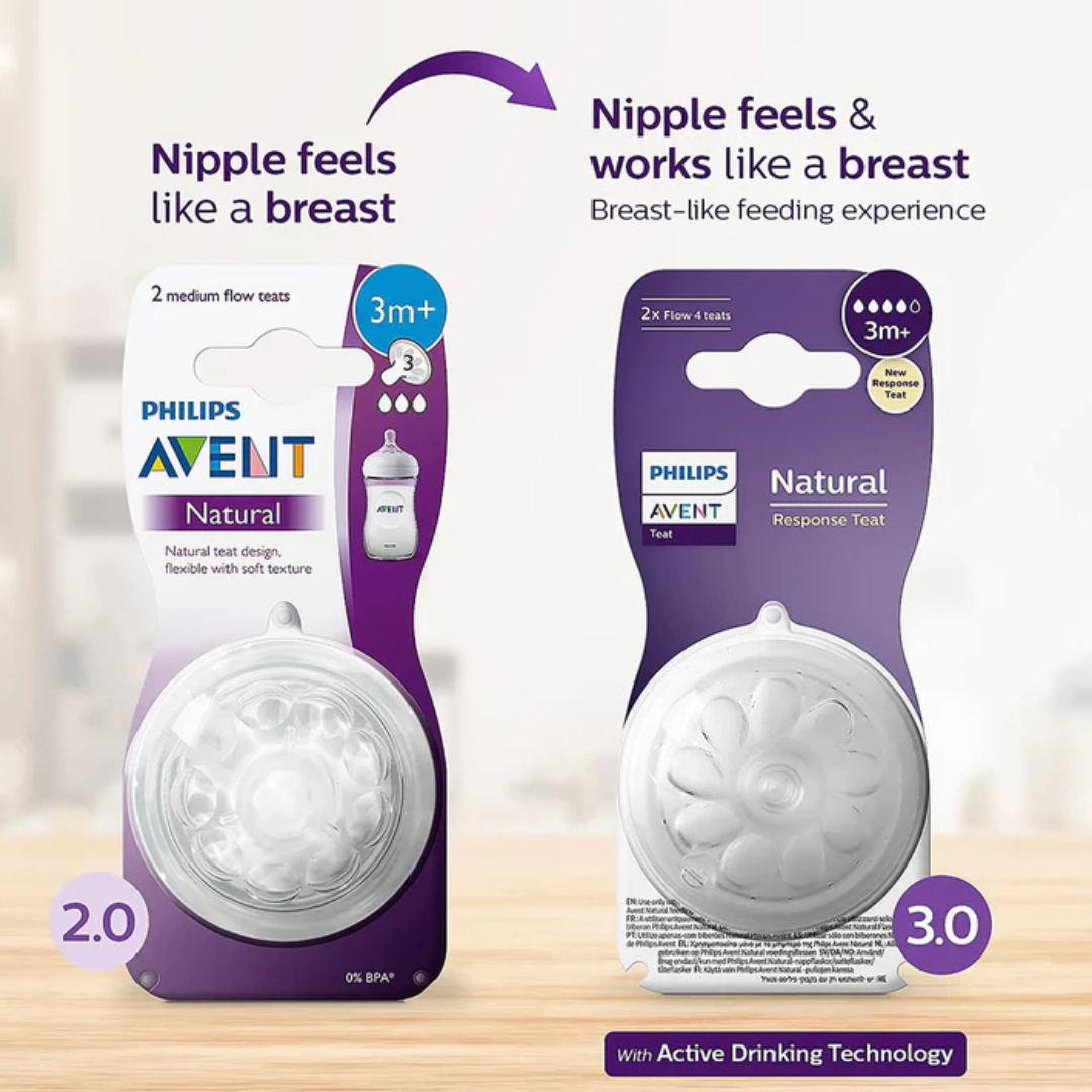Philips Natural Response Feeding Bottle Nipple-Flow 4 (3M+)-Pack of 2-Feeding Bottle Teat