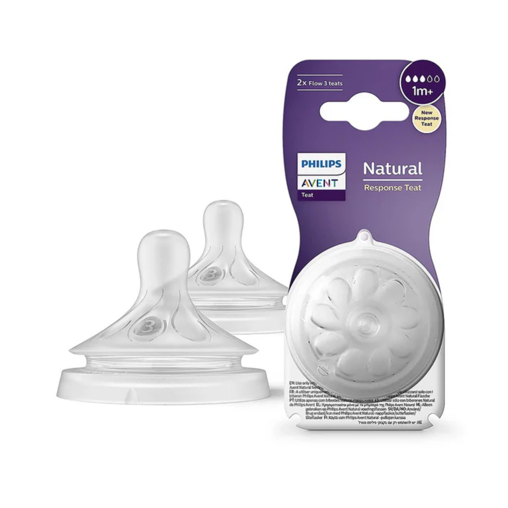 Philips Natural Response Feeding Bottle Nipple-Flow 3 (1M+)-Pack of 2-Feeding Bottle Teat