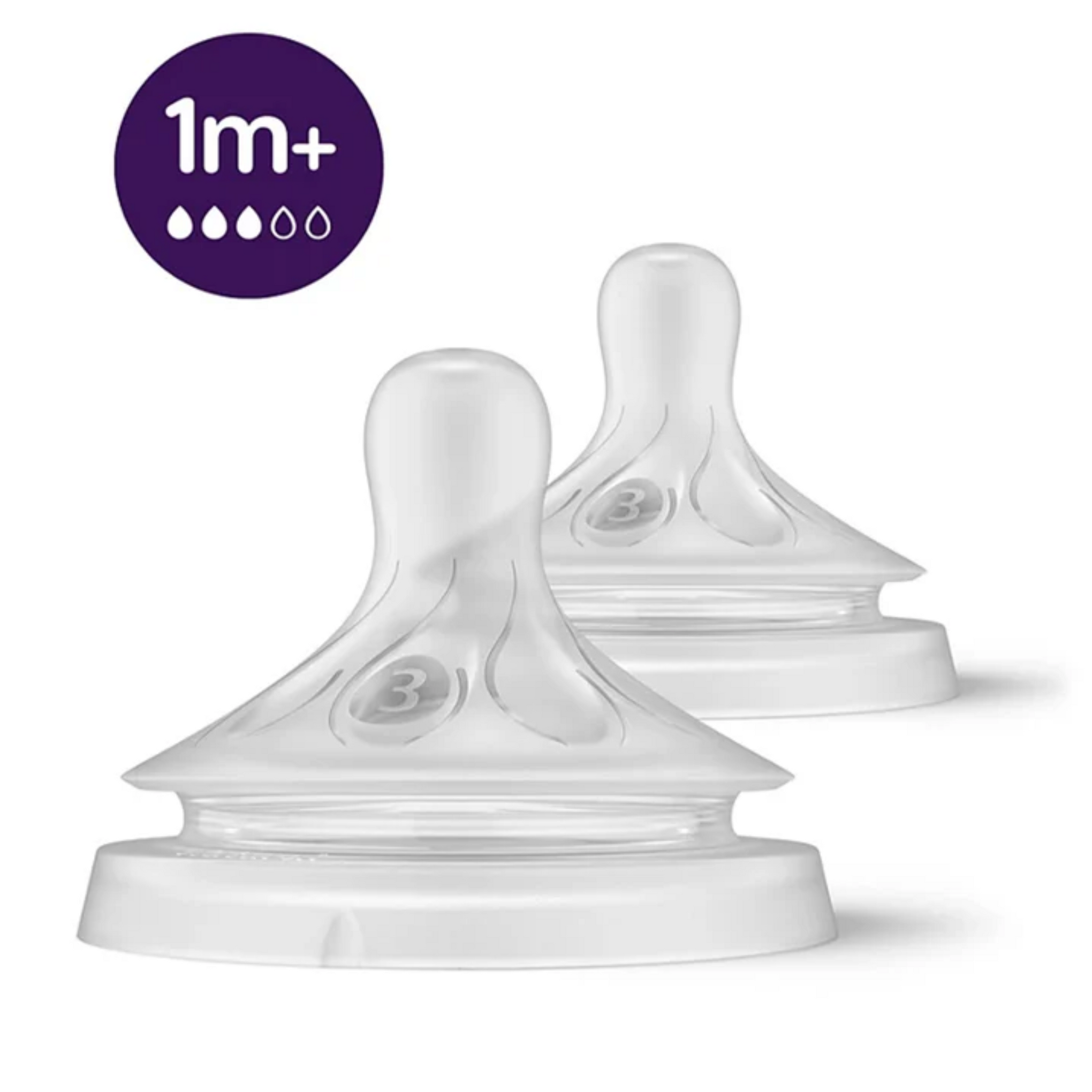 Philips Natural Response Feeding Bottle Nipple-Flow 3 (1M+)-Pack of 2-Feeding Bottle Teat