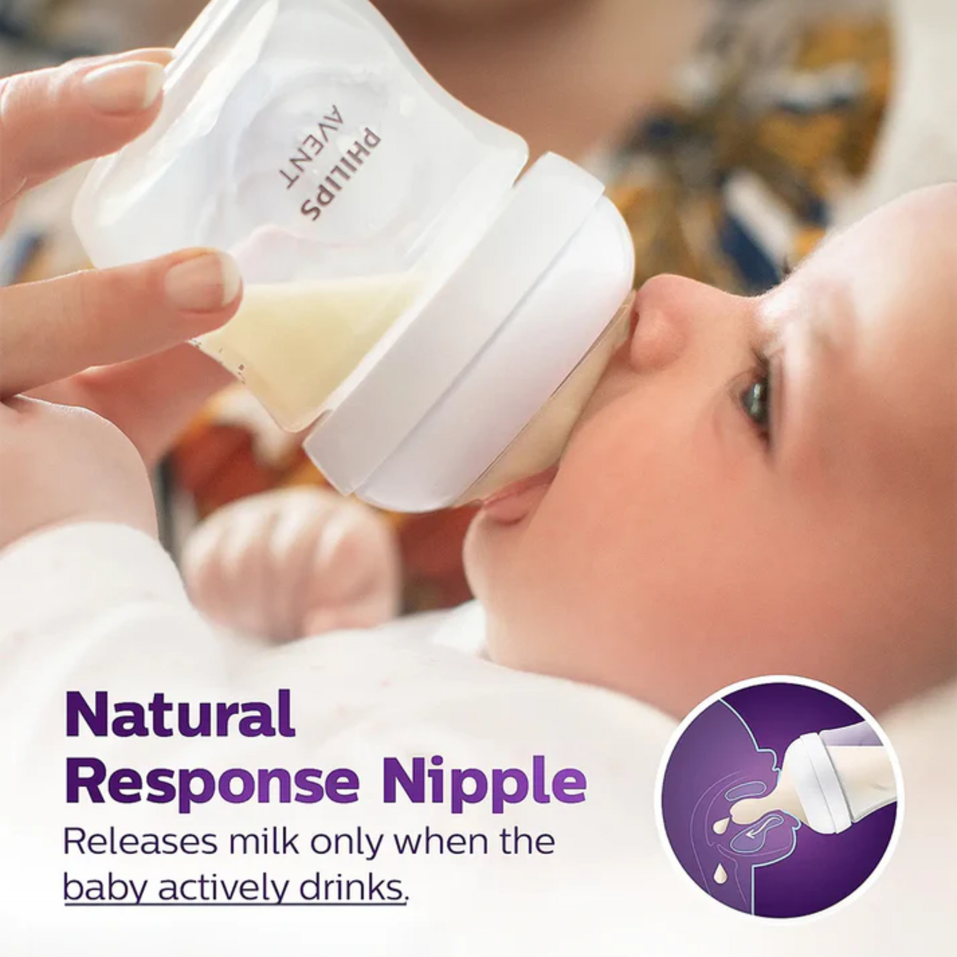 Philips Natural Response Feeding Bottle Nipple-Flow 3 (1M+)-Pack of 2-Feeding Bottle Teat