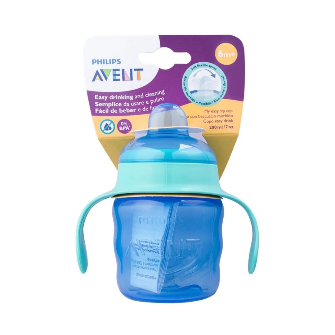 AVENT Philips Silicone Classic Spout Cup with Handle Green/Blue | 200ml