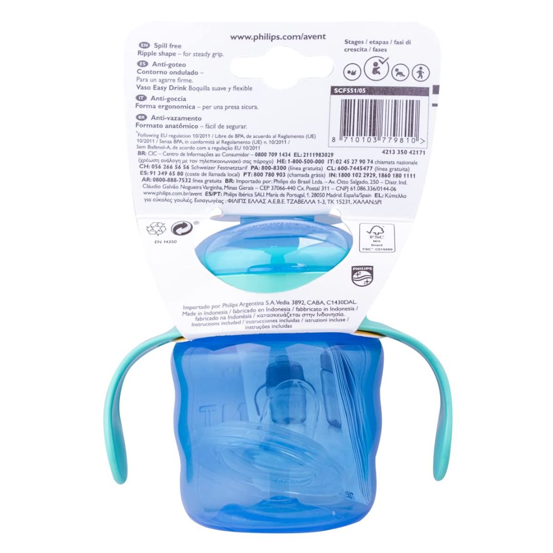 AVENT Philips Silicone Classic Spout Cup with Handle Green/Blue | 200ml