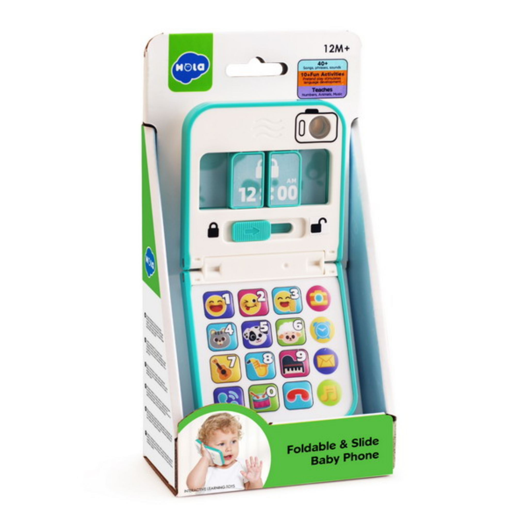 Smile Baby iPlay, iLearn Baby Cell Phone Toy 6-12 Month, Toddler Flip Smartphone Pretend Play Mirror Sound, Kids Music Learning Montessori Travel Game, Infant Fun