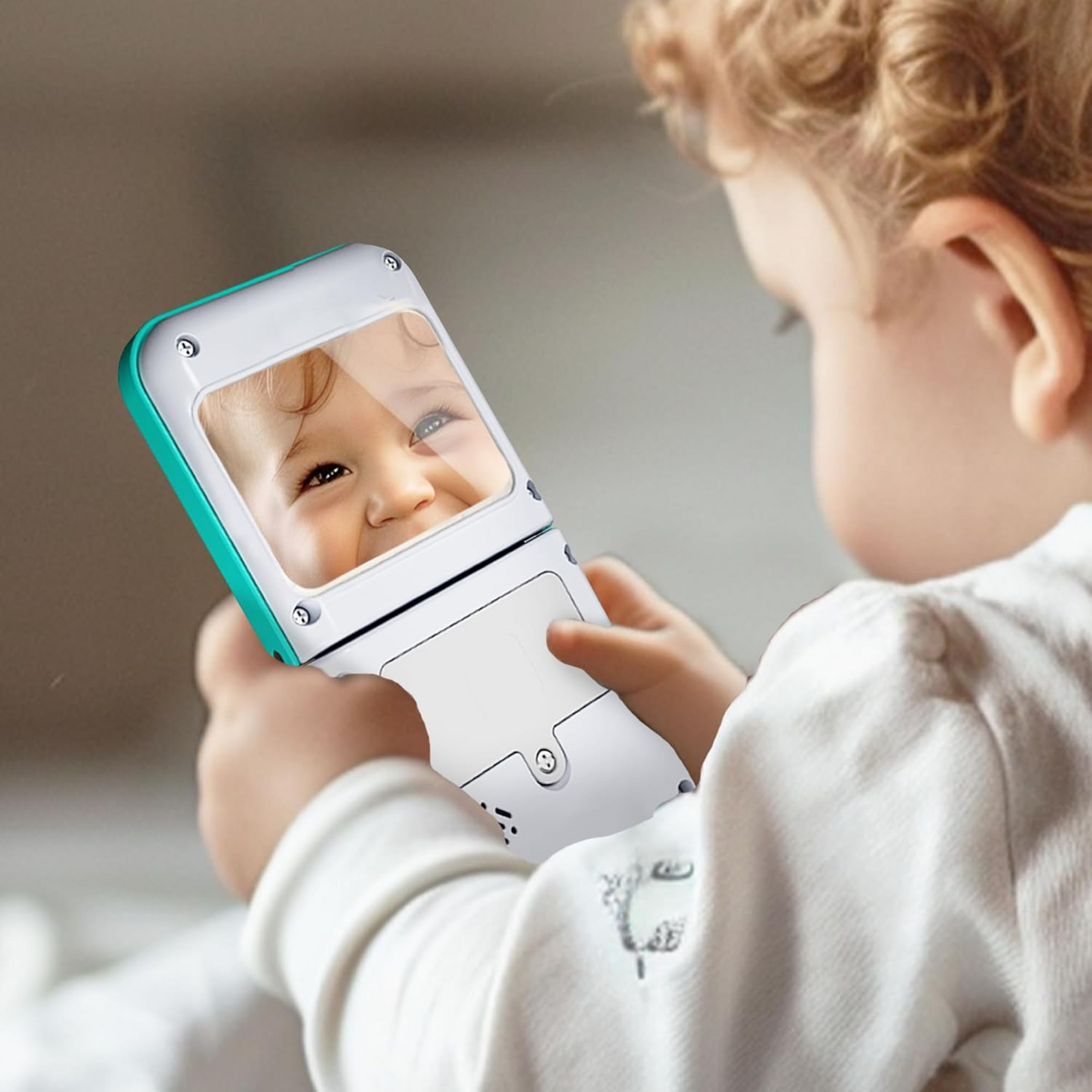 Smile Baby iPlay, iLearn Baby Cell Phone Toy 6-12 Month, Toddler Flip Smartphone Pretend Play Mirror Sound, Kids Music Learning Montessori Travel Game, Infant Fun