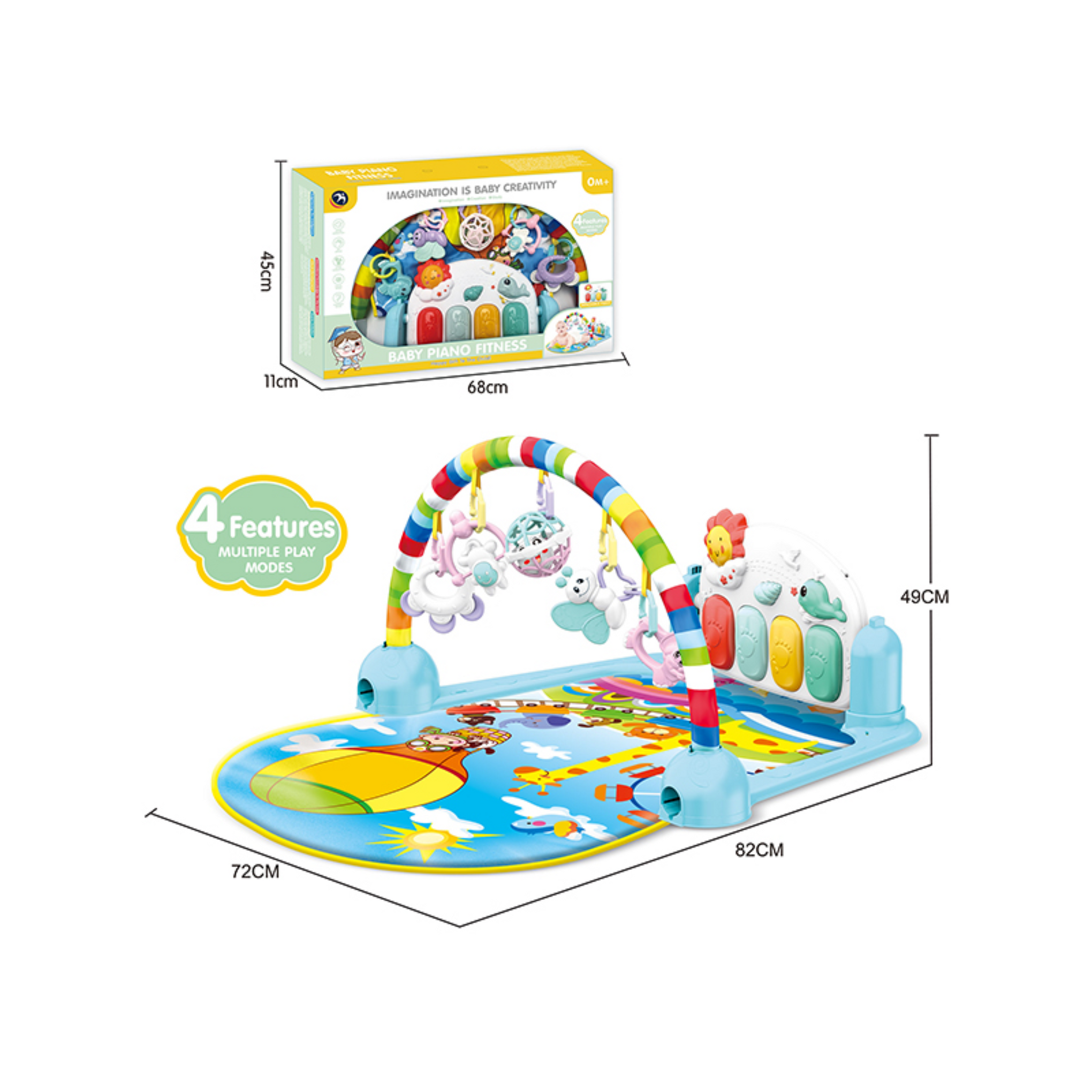 Smile Baby Piano Activity Gym | Floor Kick and Activity Center with Music Sounds Toys | Bedding Set Crawling Mat | Play Piano Fitness Center , 0-18 Months