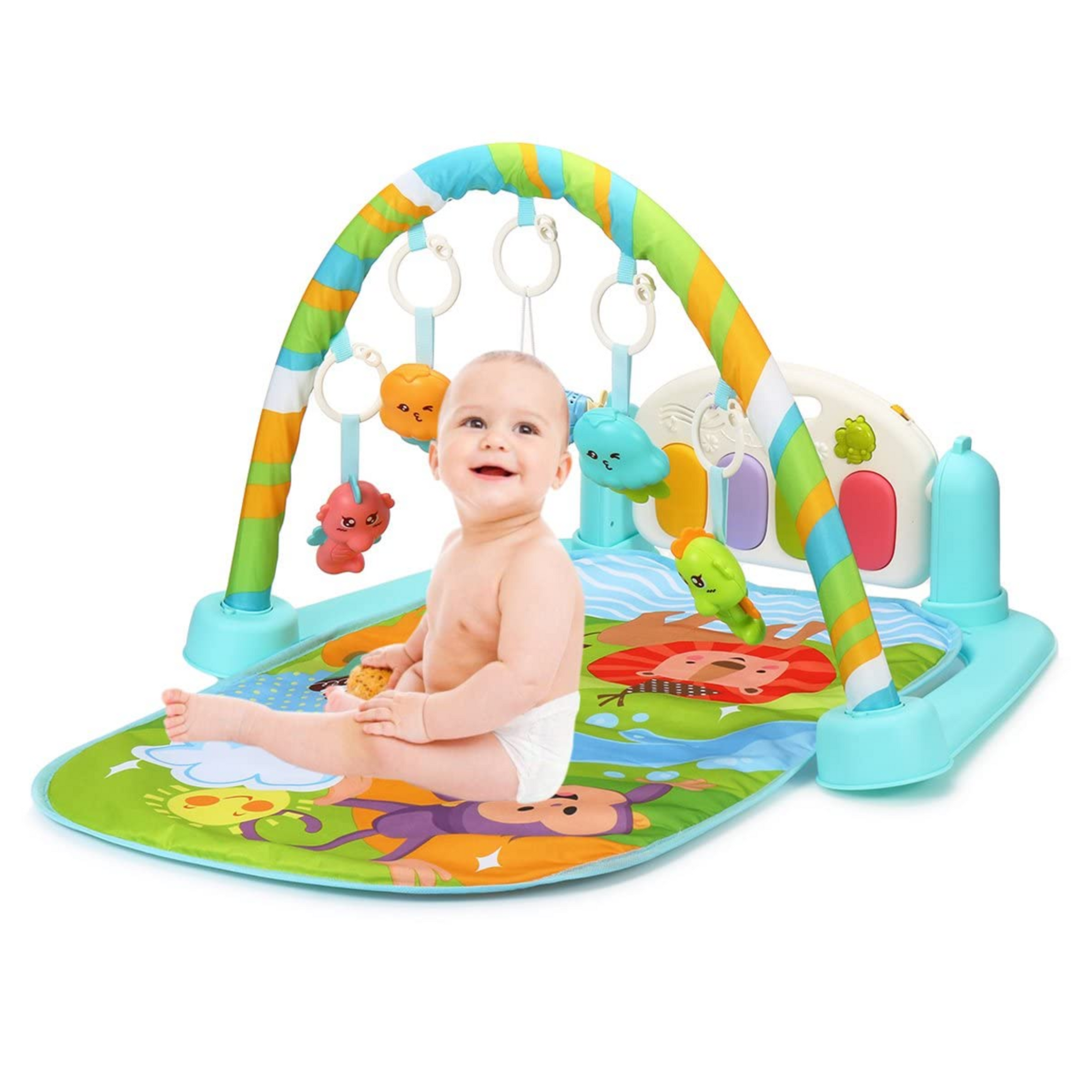 Smile Baby Piano Activity Gym | Floor Kick and Activity Center with Music Sounds Toys | Bedding Set Crawling Mat | Play Piano Fitness Center , 0-18 Months