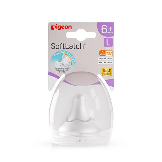 Pigeon Natural Baby Bottle Nipple, Slow Flow Nipple 6M+, 1pk Softlatch Peristaltic Plus Nipple 1pc- L Case