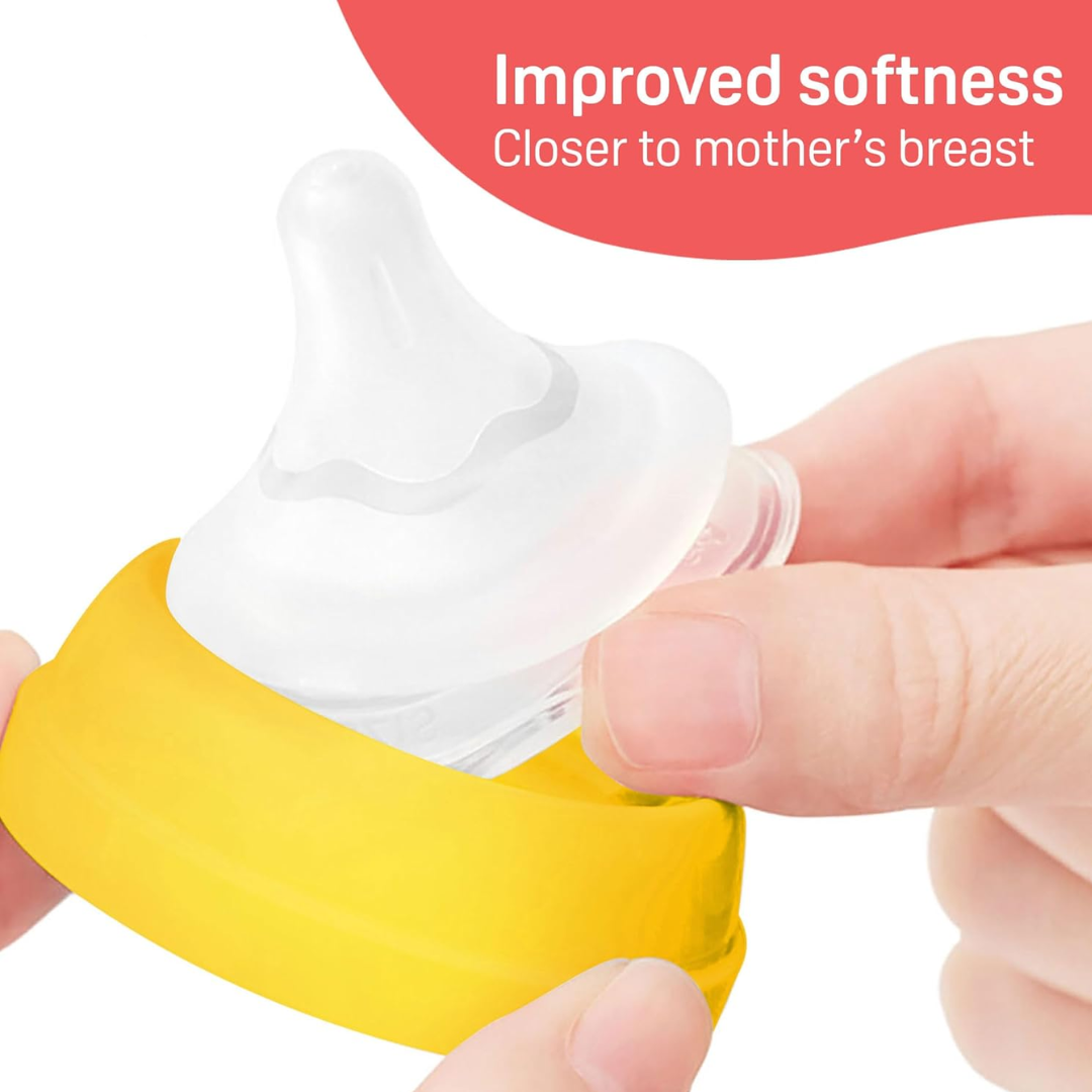 Pigeon Anti-Colic Natural Flo Teat/Nipple for Wide Neck Bottle, 1pcs, Fast Flow, Softlatch Peristaltic Plus Nipple 1pc-SS Case 0m+