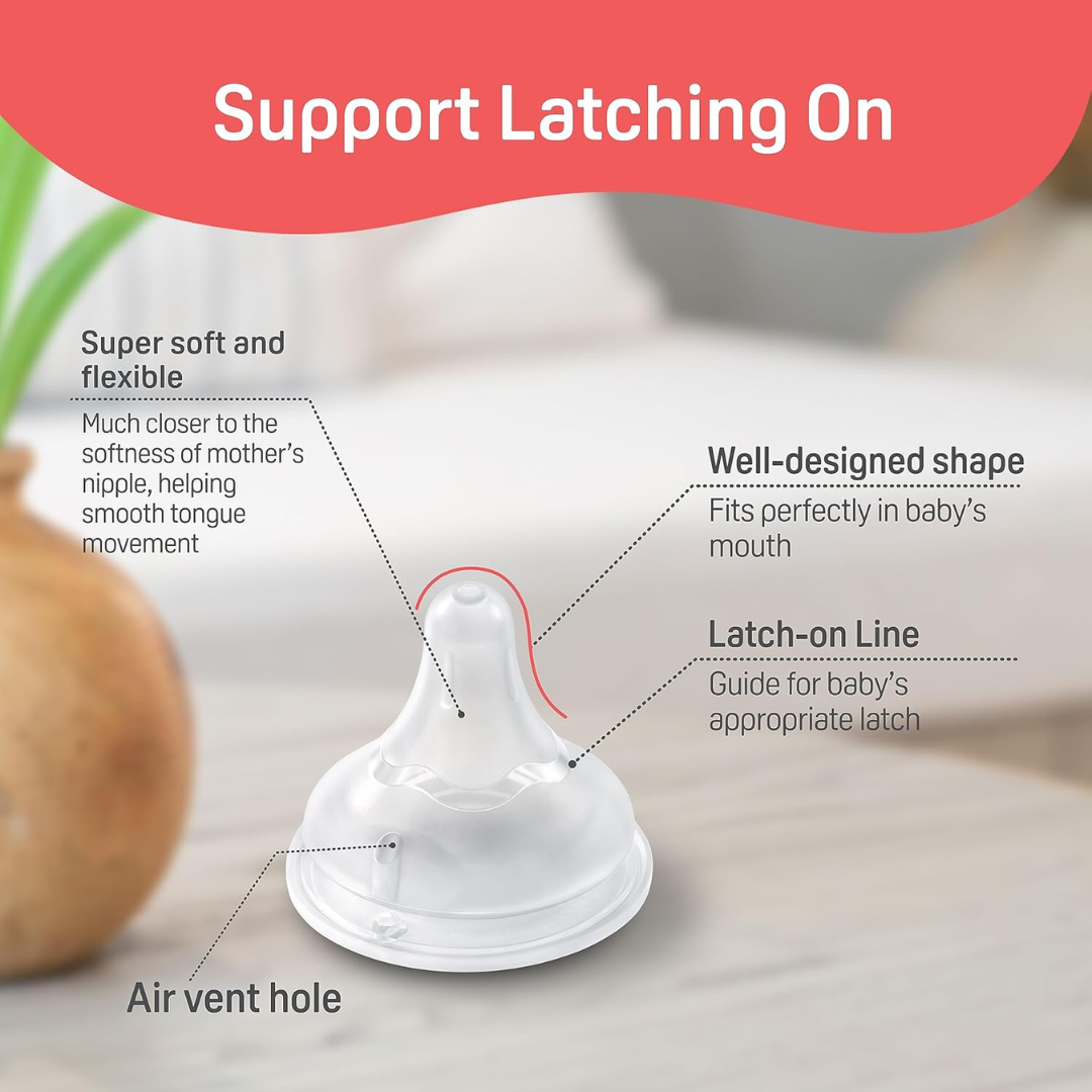 Pigeon Anti-Colic Natural Flo Teat/Nipple for Wide Neck Bottle, 1pcs, Fast Flow, Softlatch Peristaltic Plus Nipple 1pc-SS Case 0m+