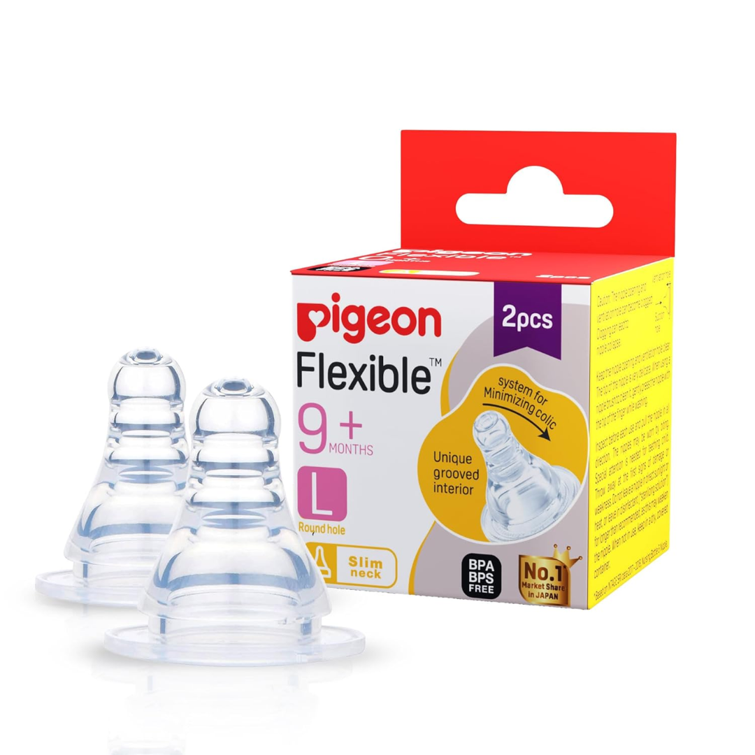 Pigeon Neoprene Peristaltic Nipple L,For 9+ Month Babies,Bps Free,Bpa Free,Pack Of 2