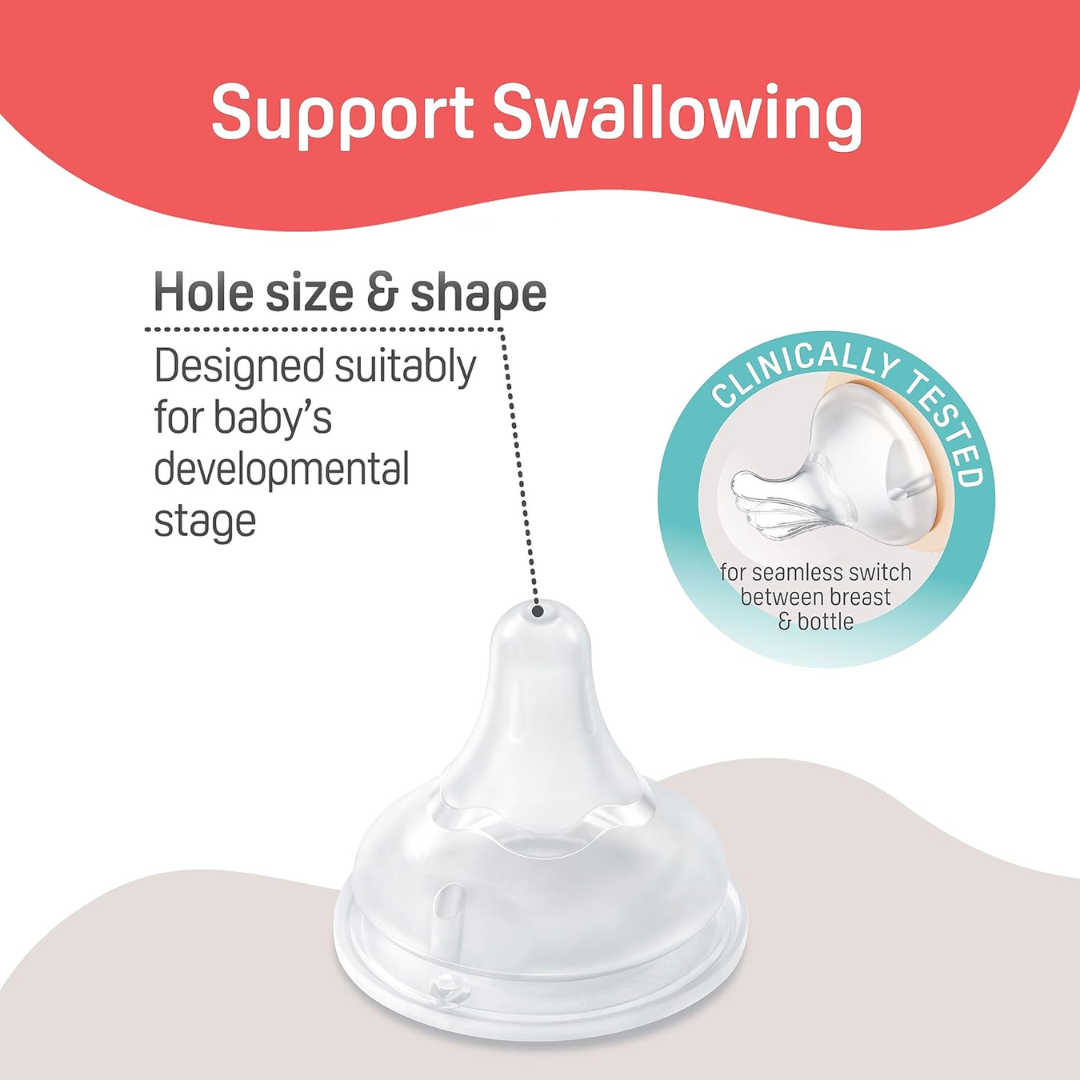 Pigeon Teat Perfect Anti-Colic Effect, Nipple for Wide Neck Feeding Bottles, Food Flow, for Babies 1m+, Softlatch Peristaltic Plus Nipple 1pc -S Case