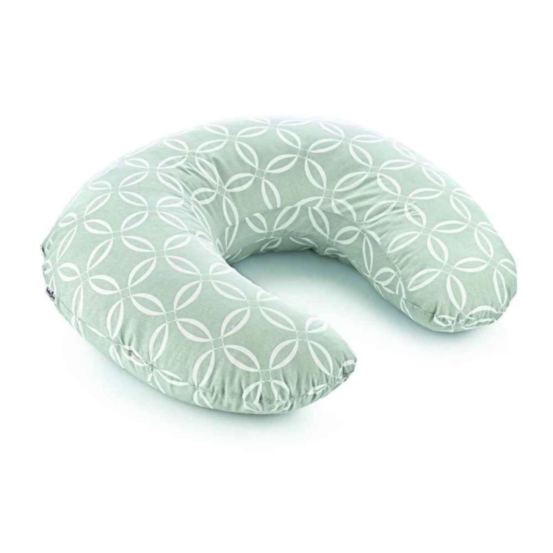 Smile Baby Nursing Pillow with Removable Cover – Soft Cotton U-Shaped Feeding Pillow for Baby Support & Comfort (Mint Green with White Circle Pattern)