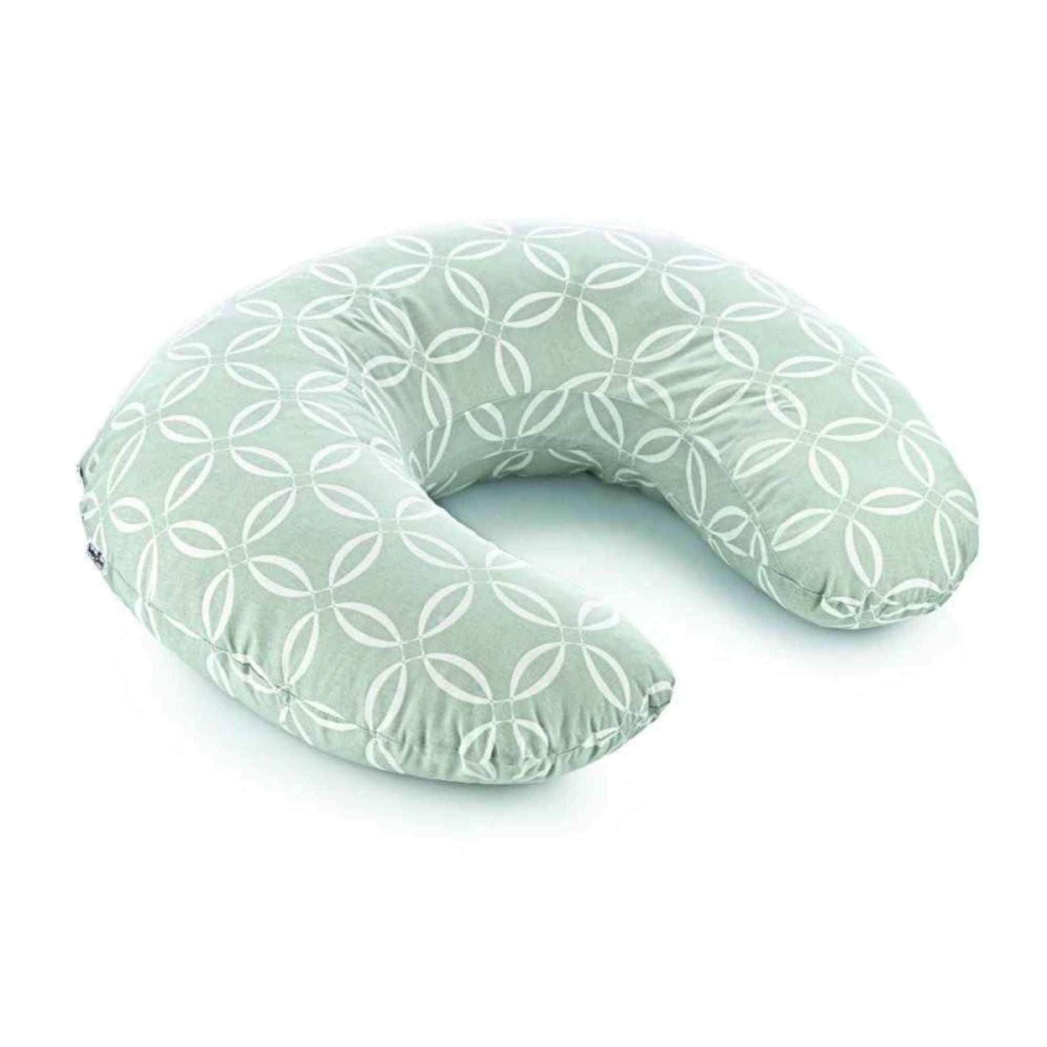 Smile Baby Nursing Pillow with Removable Cover – Soft Cotton U-Shaped Feeding Pillow for Baby Support & Comfort (Mint Green with White Circle Pattern)