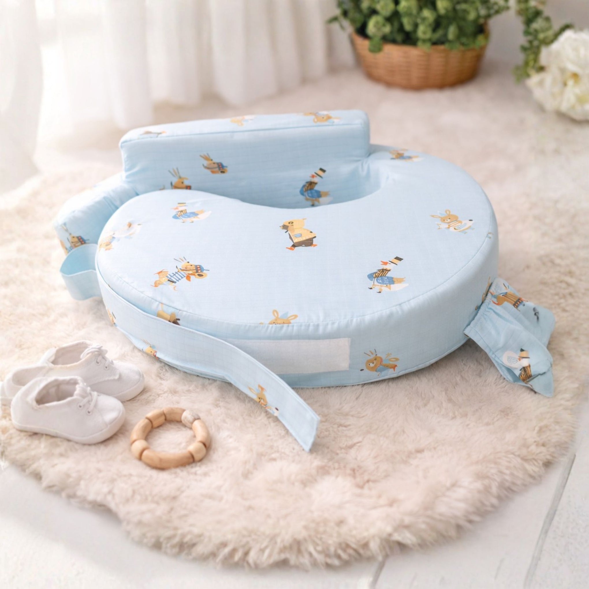 Smile Baby New Born Pillow Feeding | Soft Cotton Animal Print Feeding & Nursing Support Pillow | Comfortable U-Shape Infant Feeding Cushion