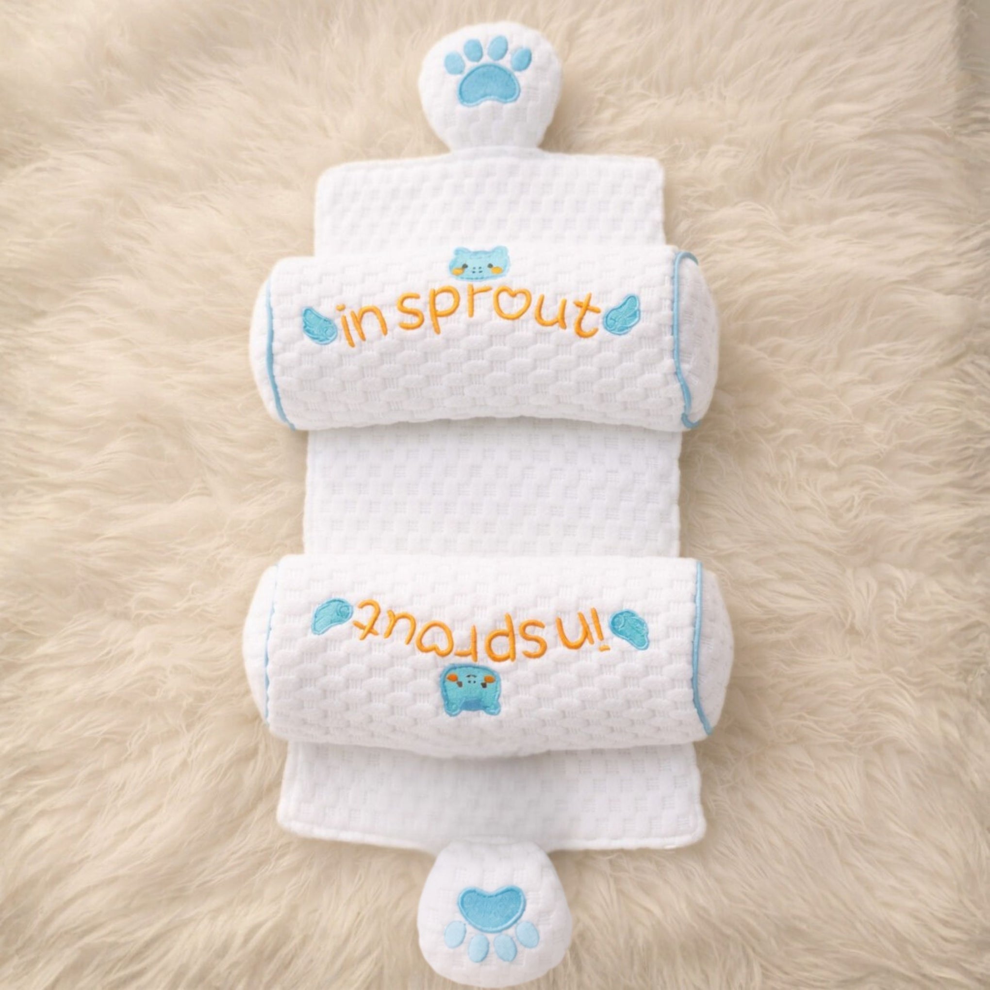 Smile Baby "Insprout" Baby Sleep Positioner Pillow with Adjustable Head Support | Breathable Cotton, Millet Filling | Newborn Infant Sleeping Pillow