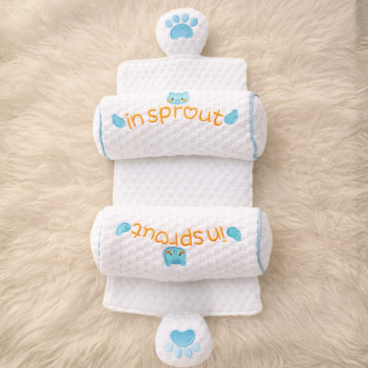 Smile Baby "Insprout" Baby Sleep Positioner Pillow with Adjustable Head Support | Breathable Cotton, Millet Filling | Newborn Infant Sleeping Pillow