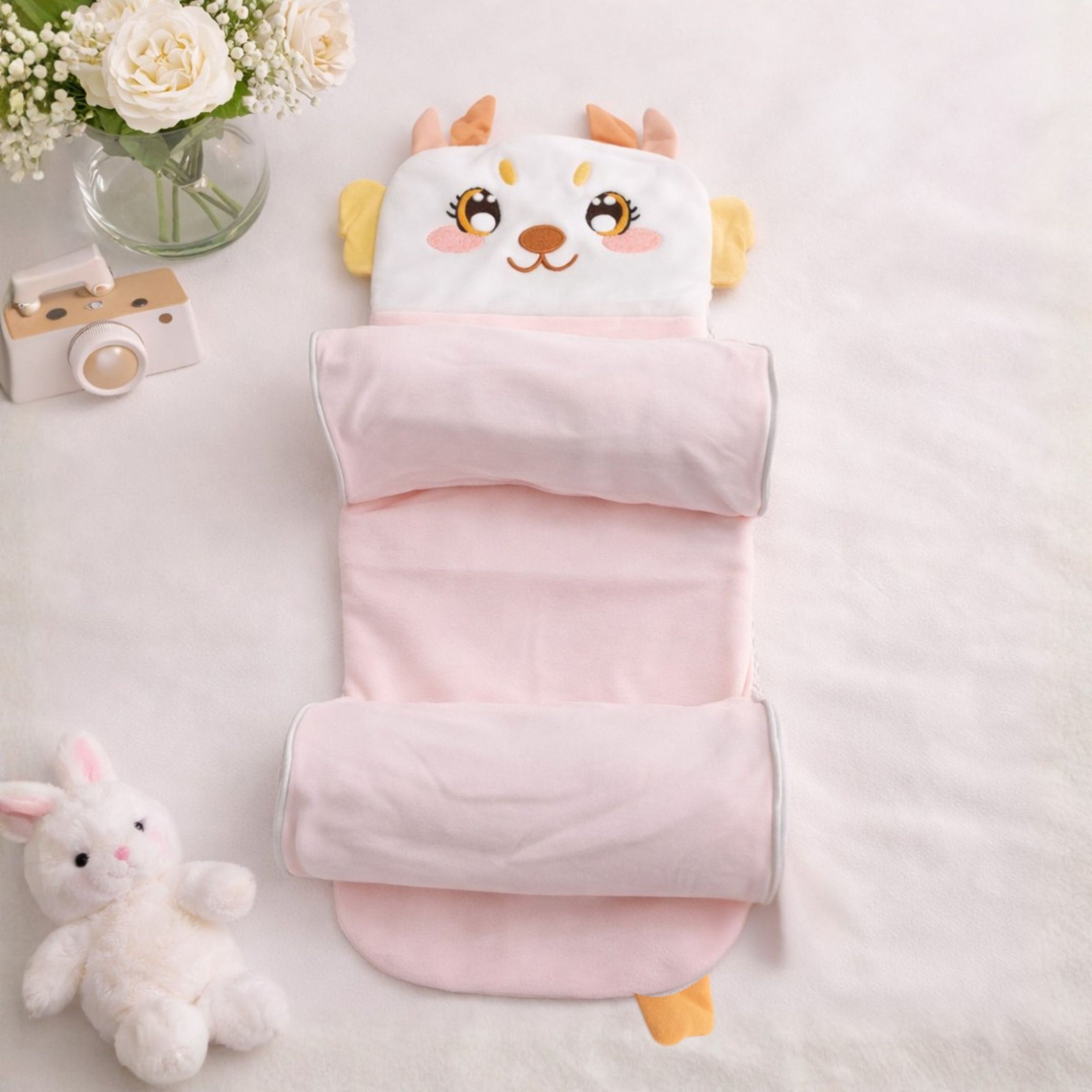 Adjustable Baby Head Shaping Pillow with Breathable Cotton & Millet Filling – Soft, Washable Newborn Support Pillow