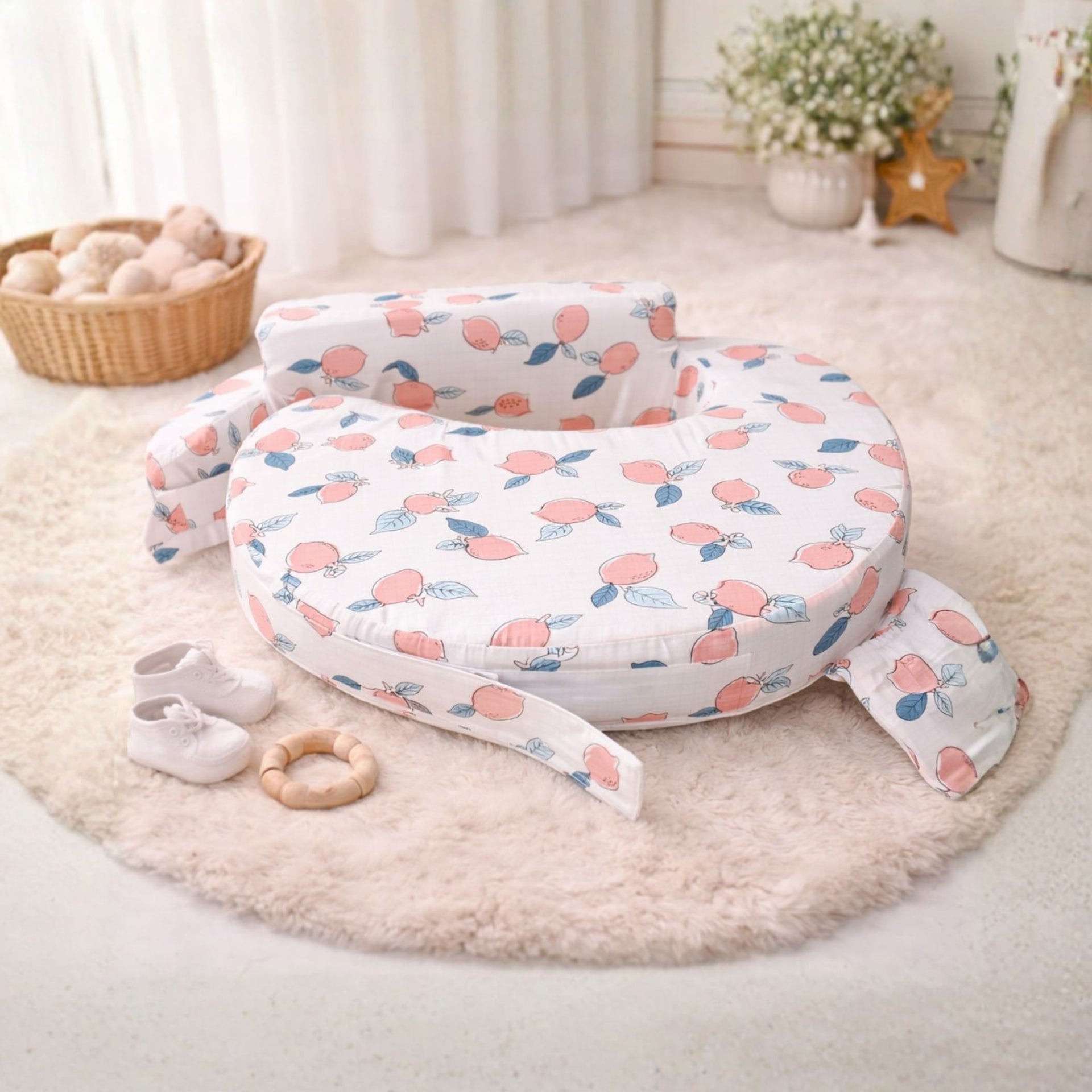 Smile Baby New Born Pillow Feeding | Soft Cotton Baby Feeding Support Pillow with Storage Pocket | Comfortable Nursing & Feeding Cushion for Newborns