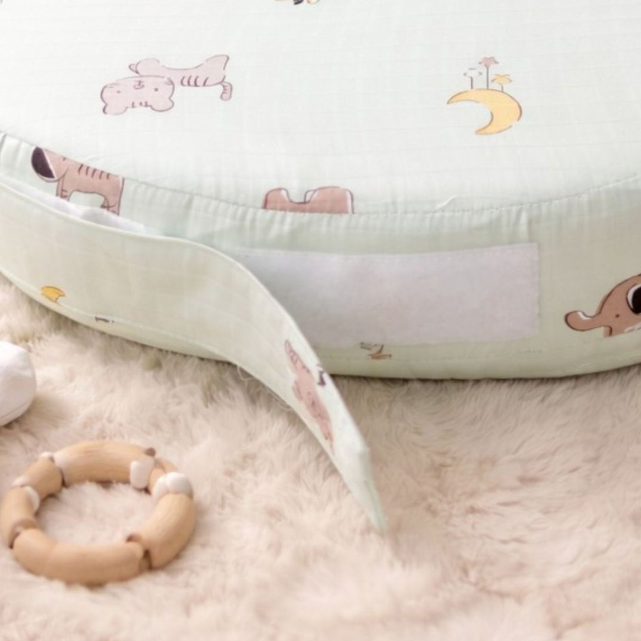 Smile Baby New Born Pillow Feeding | Soft Cotton Animal Print Baby Feeding & Nursing Support Pillow | Comfortable U-Shape Infant Feeding Cushion