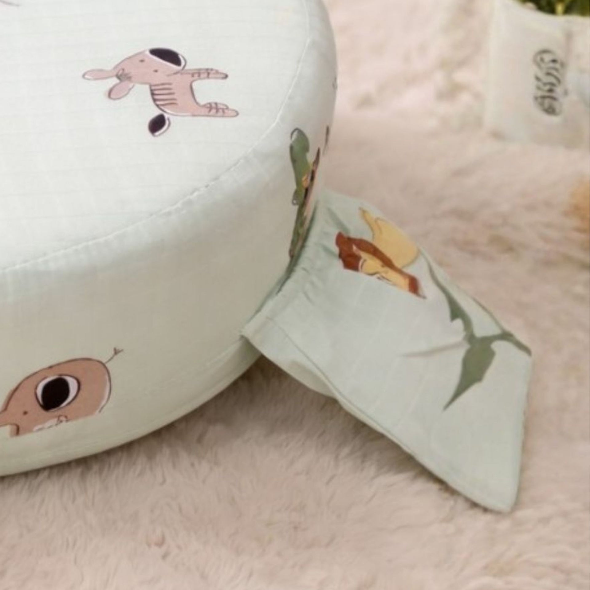 Smile Baby New Born Pillow Feeding | Soft Cotton Animal Print Baby Feeding & Nursing Support Pillow | Comfortable U-Shape Infant Feeding Cushion
