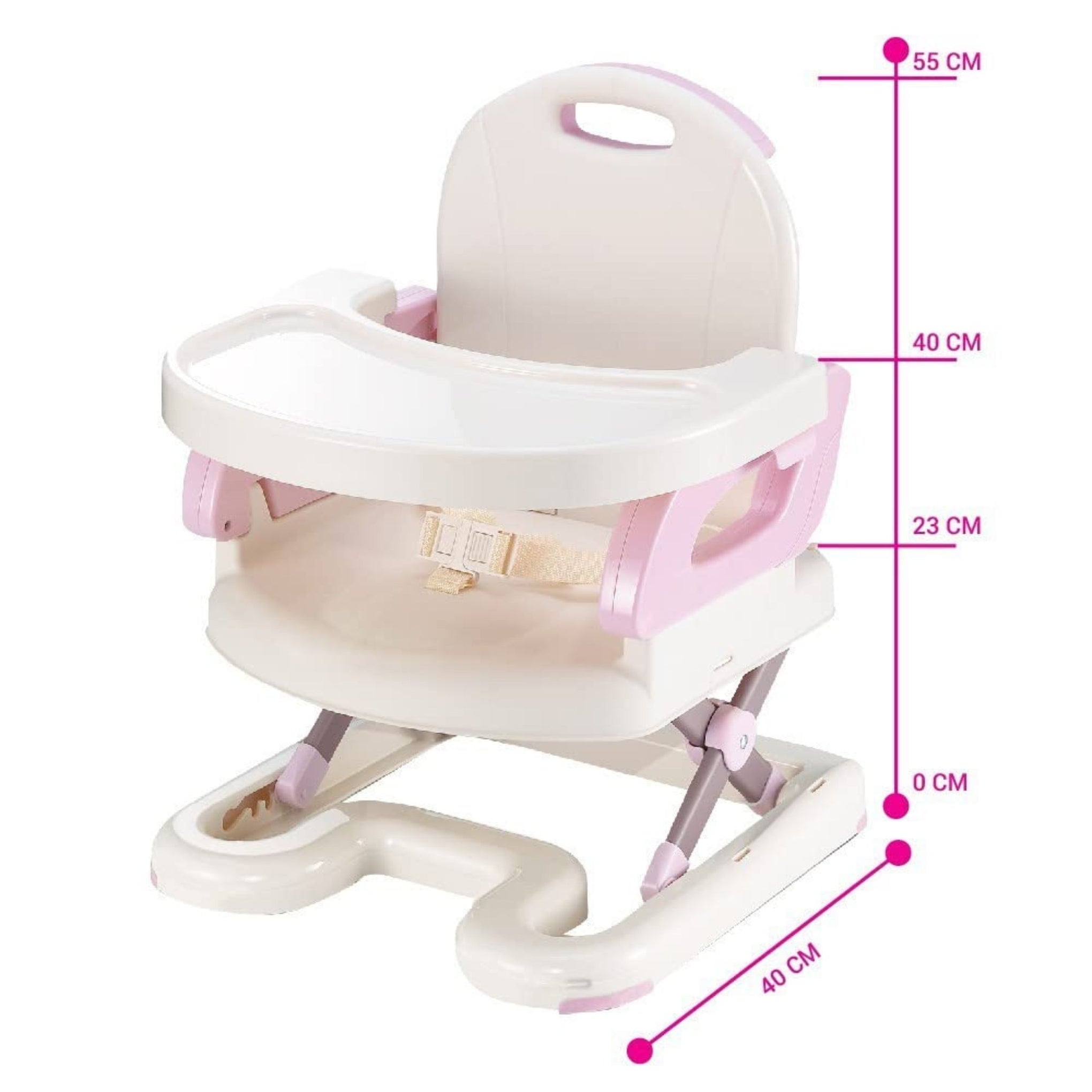Mustela Adjustable Booster Feeding Seat | Toddlers Chair for Eating with Harness Secures Baby Tightly While You Feed - Pink