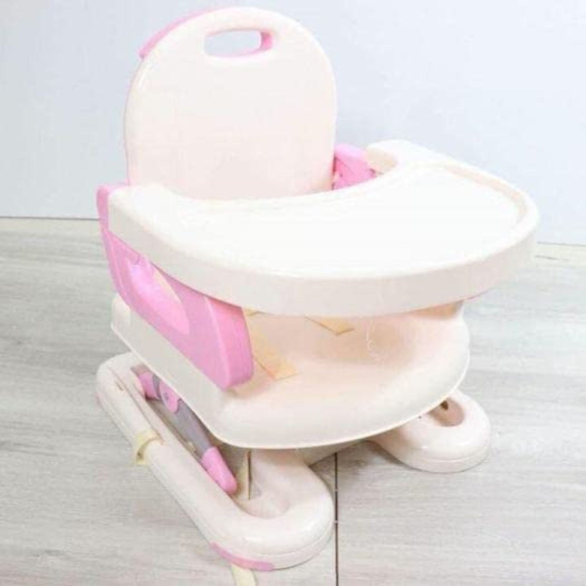 Mustela Adjustable Booster Feeding Seat | Toddlers Chair for Eating with Harness Secures Baby Tightly While You Feed - Pink