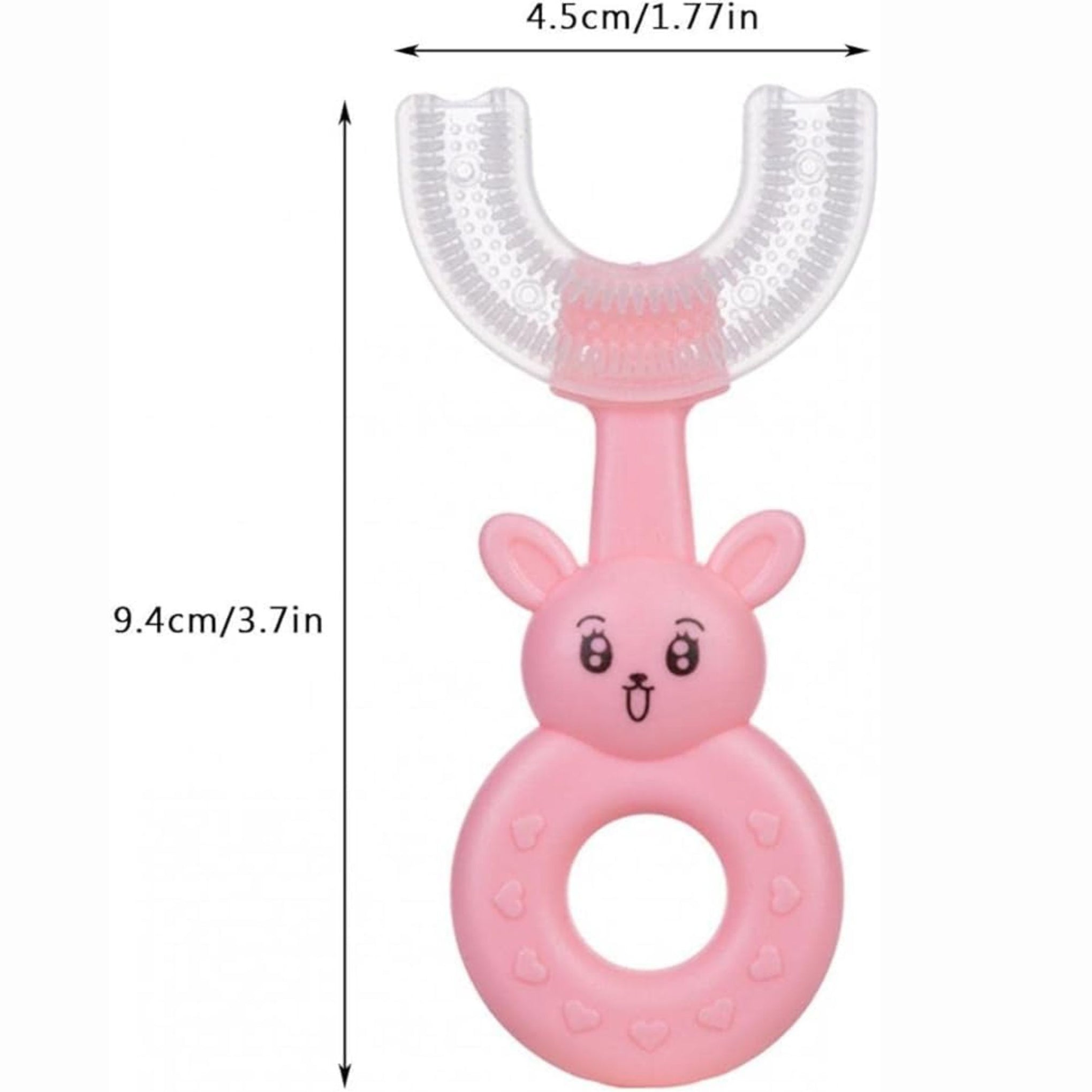 Smile Baby U-Shaped Toothbrush Kids 1 Pcs - Toddler Toothbrush With Food Grade Soft Silicone Brush Head, Manual Whole Mouth Toothbrush For Kids Age 2-6, 360 Oral (Rabbit, Pink)