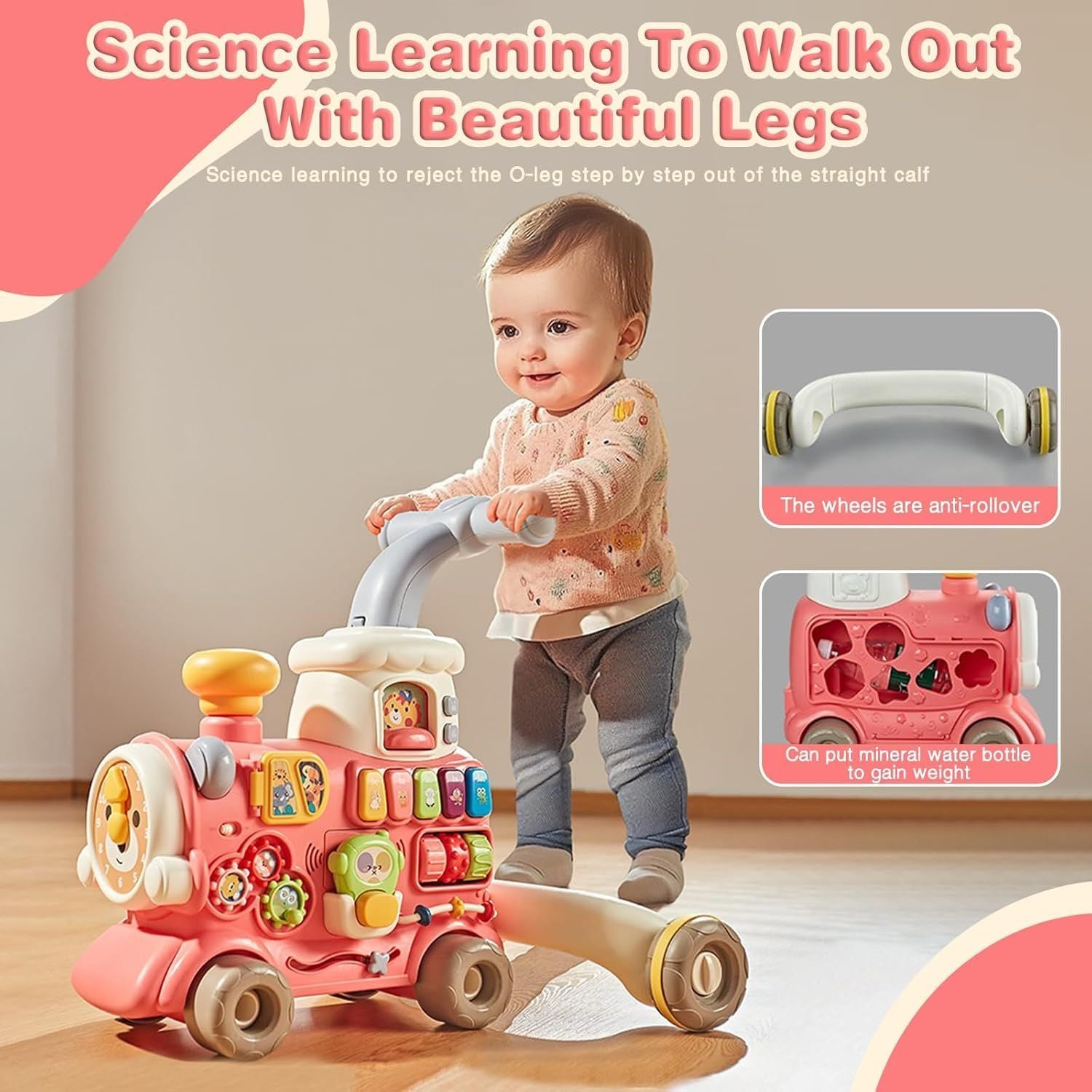 SMILE BABY 5-in-1 Baby Walker & Ride-On Activity Train – Push, Ride, Drag & Learning Toy for Toddlers | Musical & Educational Play Walker , Available in 2 colors