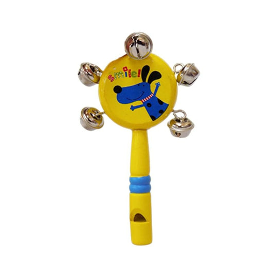 Smile Baby Colorful Wooden Rainbow Baby Handle Jingle Bell Rattle Toys jhun jhuna  Animal Printed (Yellow)